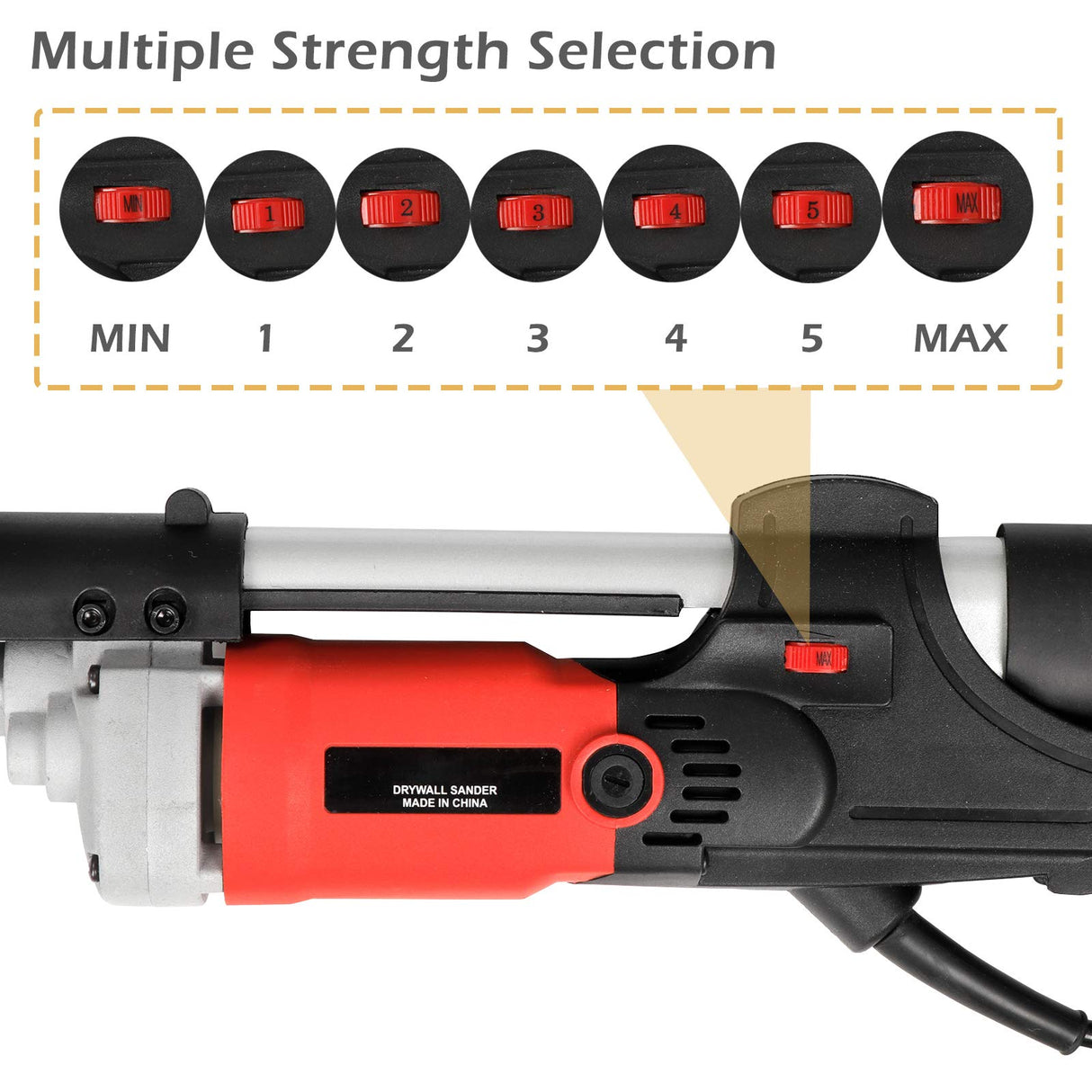 BBBuy 800W Drywall Sander Commercial Electric Sander with 6 Pcs Sanding Pads Discs Adjustable Variable Speed 1000-2000 RPM Wall Sander with Extendable Handle BBBuy