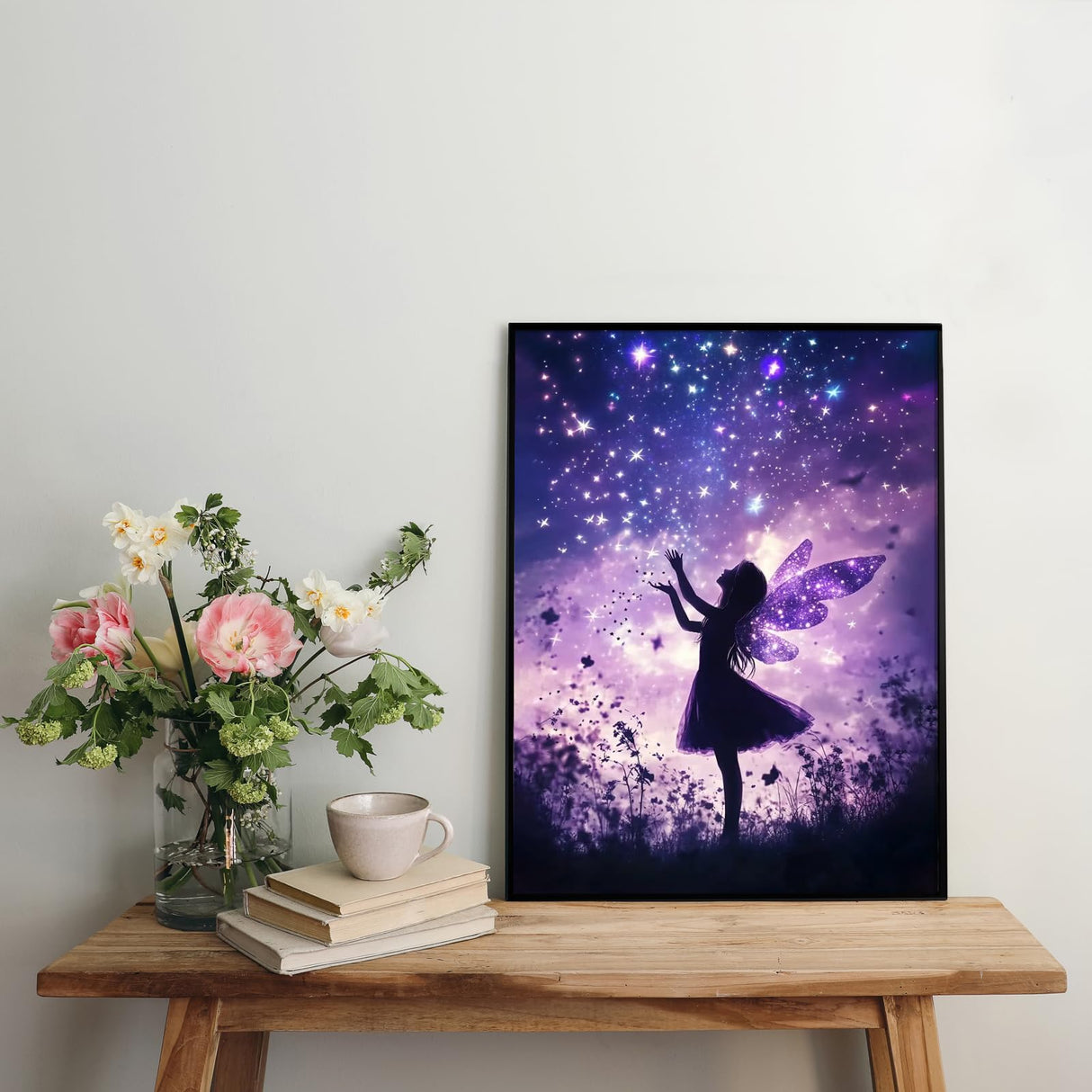 Angel Diamond Art Kits for Adults Beginners, Fairy Diamond Painting Kits for Adults, DIY 5D Purple Diamond Painting with Round Gem Art Kits for Gift Home Wall Decor 12x16 Inch PRASIO