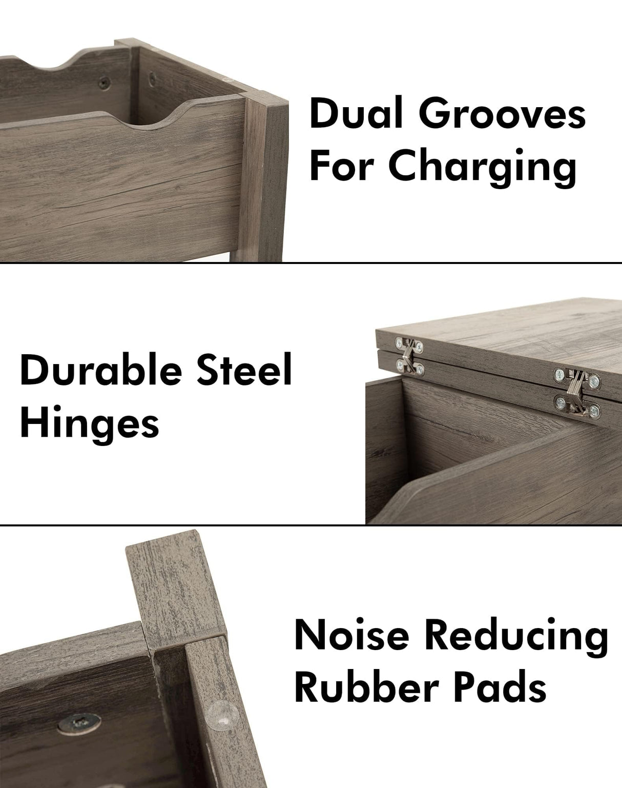 Awescuti Narrow End Table with Charging Station - Farmhouse Slim Side Table Set of 2, w/USB Ports Power Outlets, Nightstand w/Flip Top Storage Drawer, for Small Spaces Living Room Bedroom, Gray Awescuti