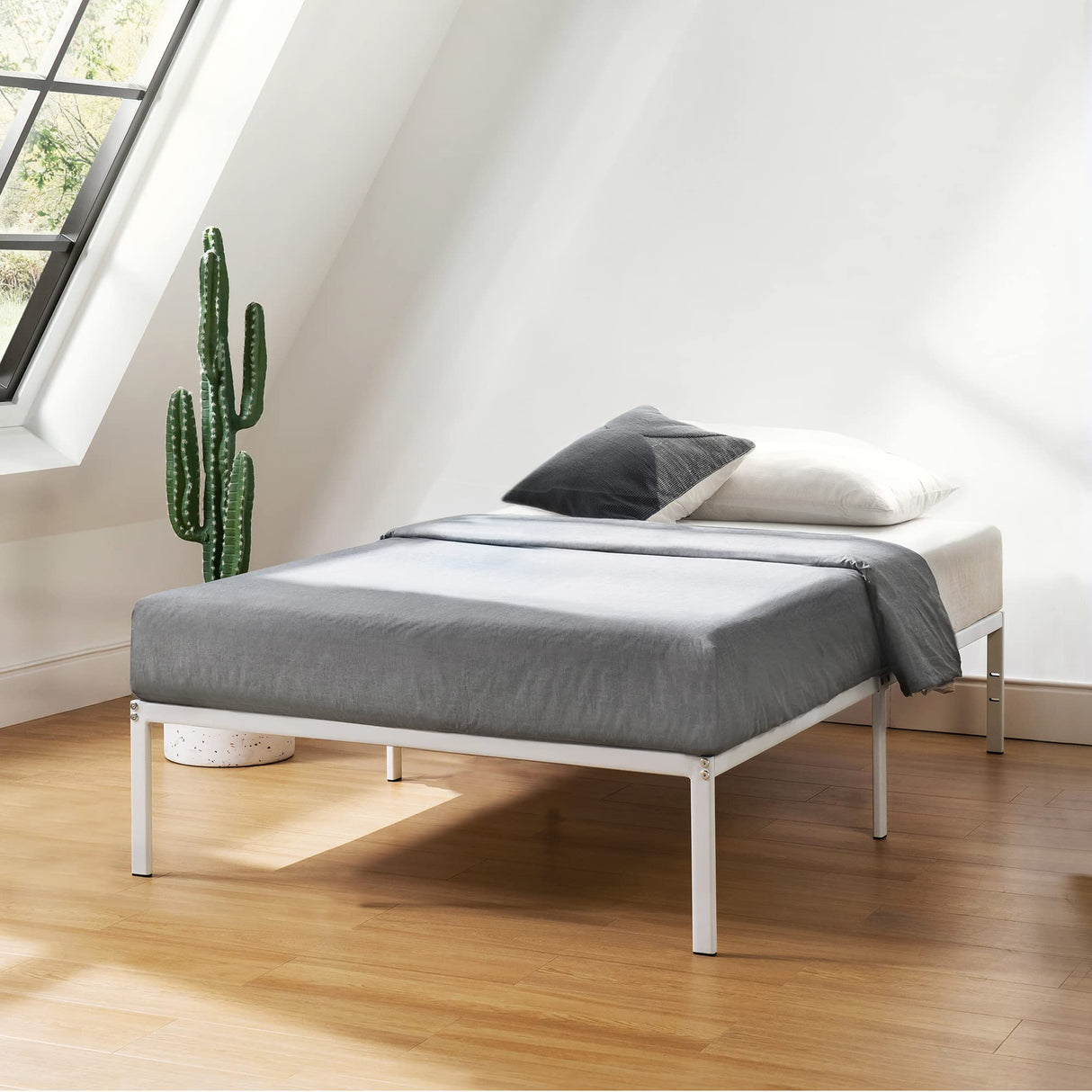 Best Price Mattress 14 Inch Metal Platform Bed Frame, Heavy Duty Steel Slats, White, Twin Best Price Mattress