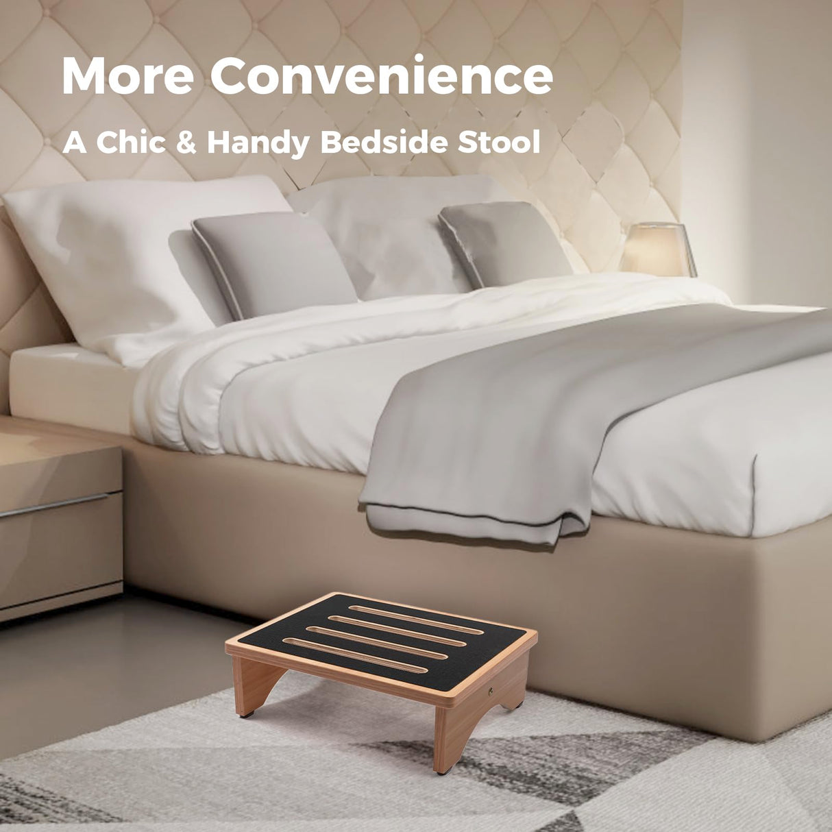 StrongTek 5" High Wooden Bed Step Stool for Adults, Sturdy Bedside & Shower Steps, 440lb Capacity, Versatile Mobility Aid for Seniors, Kitchen Use, Surgery Recovery, Anti-Slip, Portable Design StrongTek