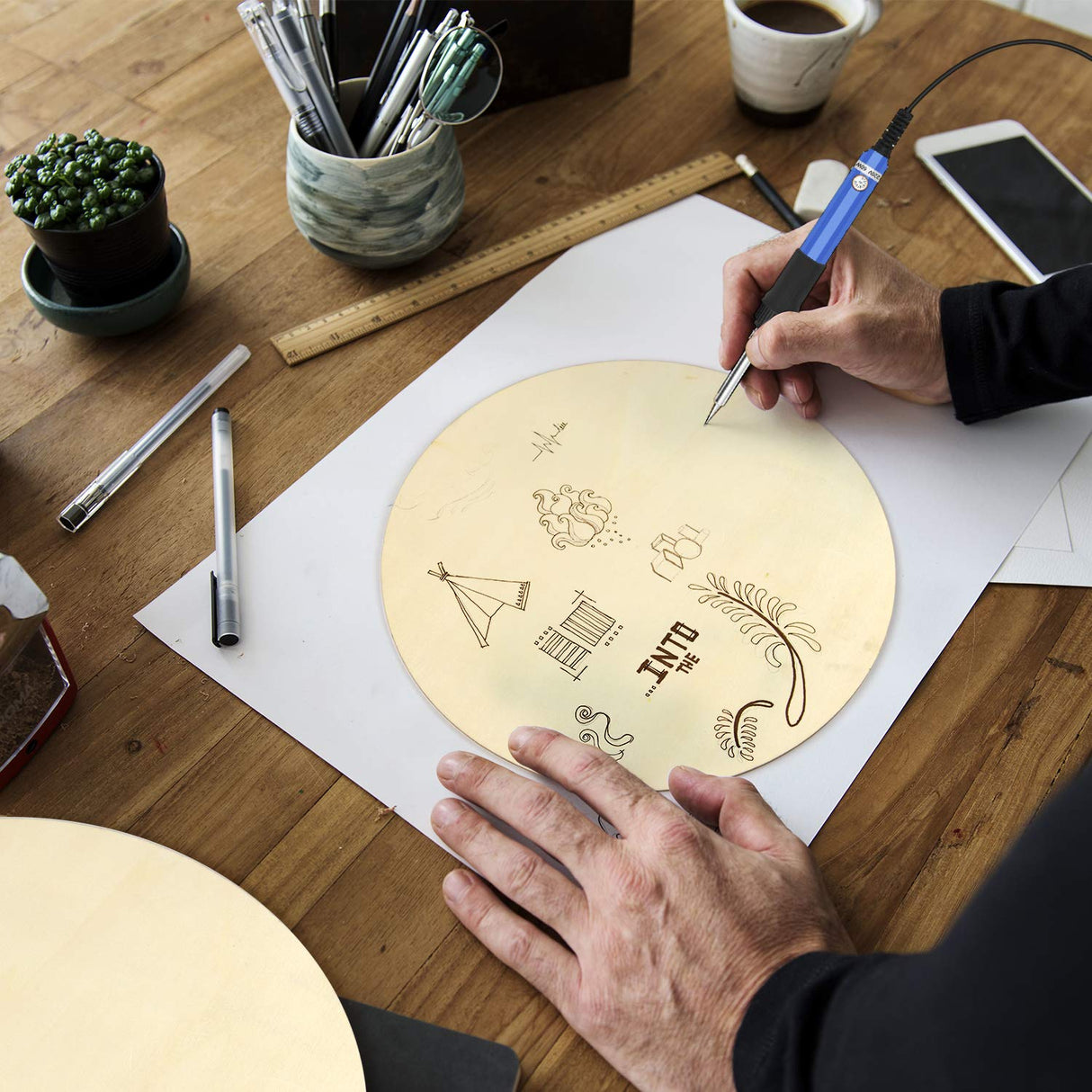 Coopay 20 Pieces 8 Inch Wooden Circles, Unfinished Round Wood Slices Natural Wooden Cutouts for Door Hanger, Painting, Wedding, Home Decoration DIY Wood Craft Supplies Coopay