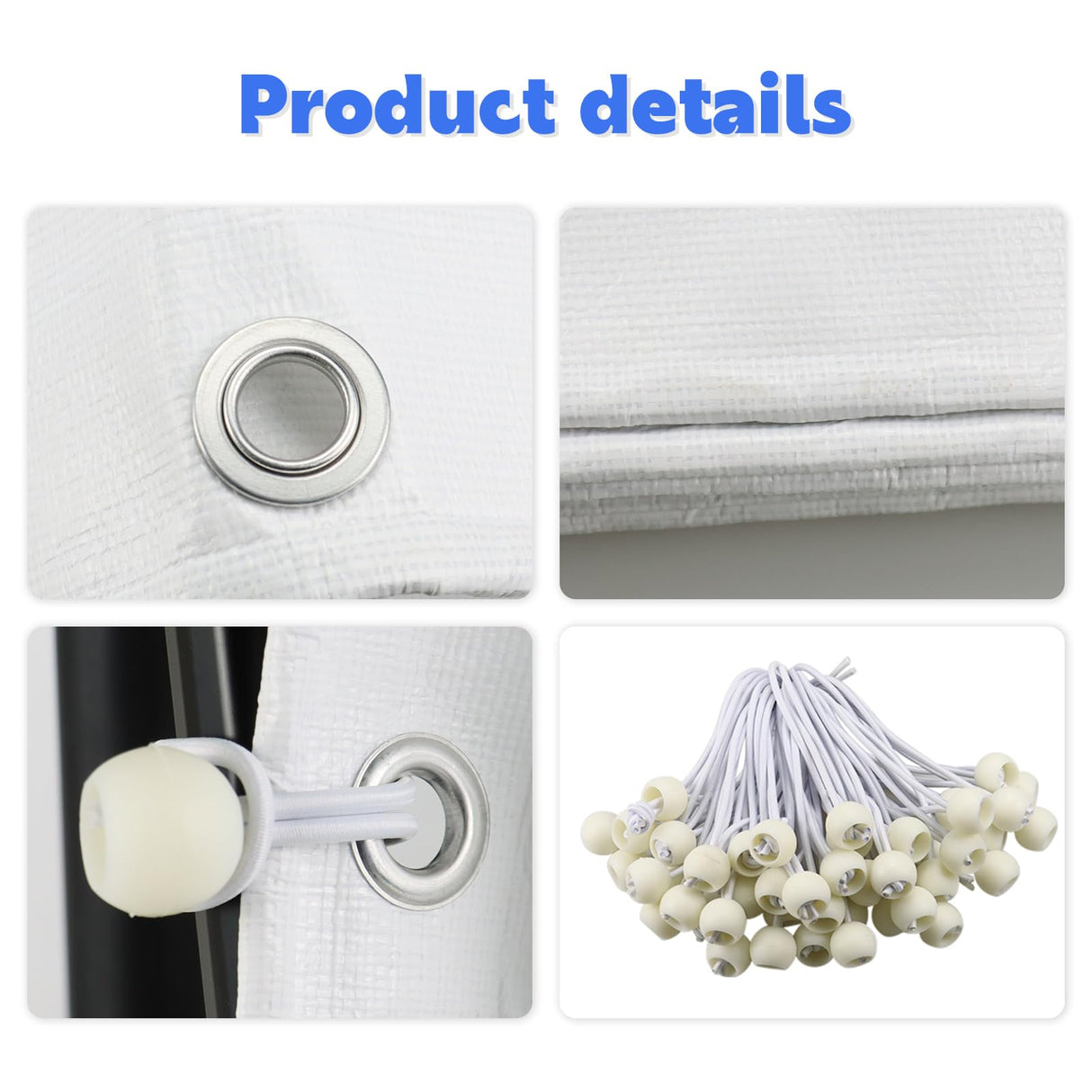 Canopy Replacement Cover for 10' x 20' Carport Frame, 200G Heavy Duty Replacement Top Cover for Car Garage, Waterproof & UV Protected Tarp with 48 Ball Bungees (Only Cover, Frame Not Included), White Fetuero