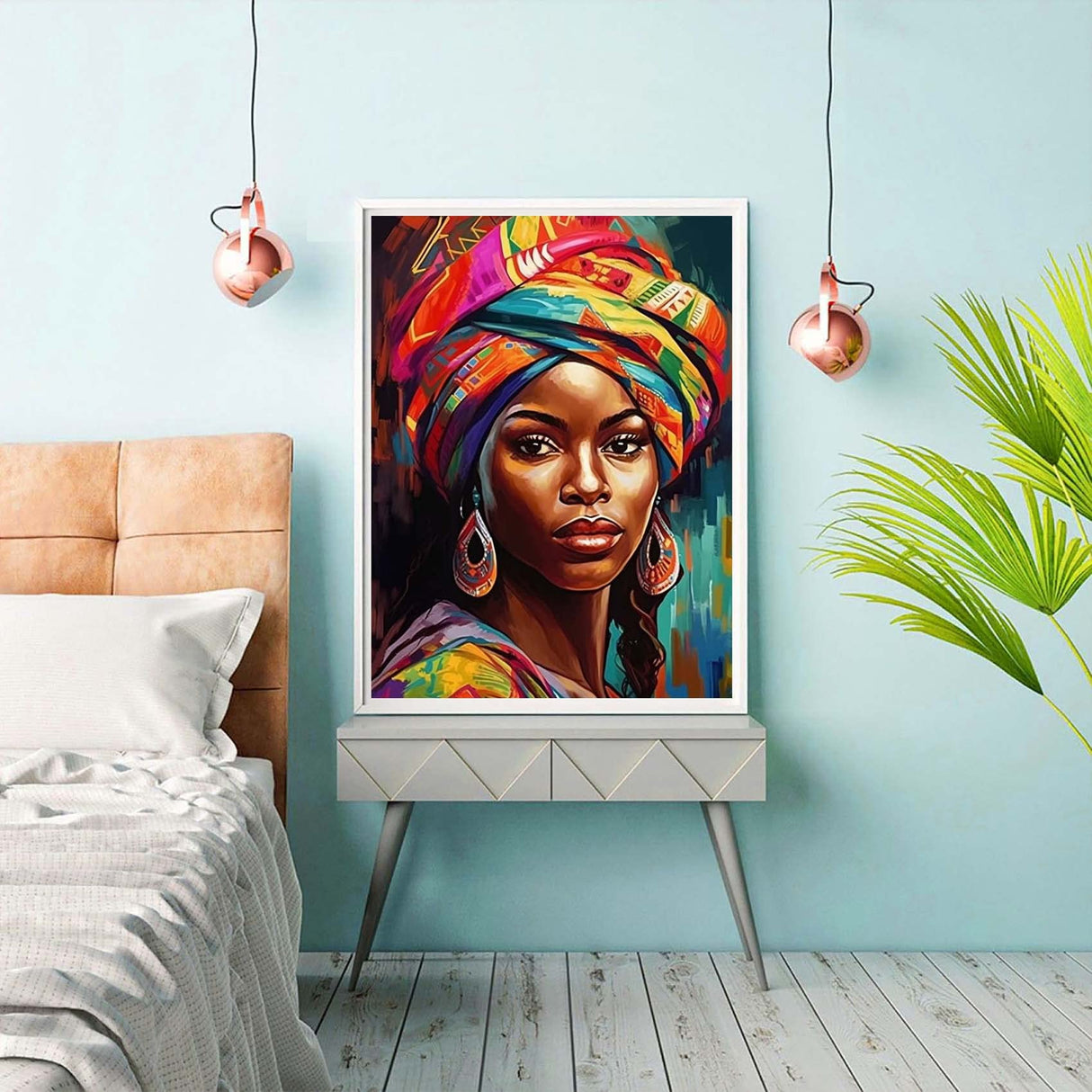Reofrey DIY Diamond Art Kits for Adults African Woman, Full Drill Round Rhinestone Diamond Painting Kits, Cross Stitch Embroidery Canvas for Crafts Home Wall Decor 30x40cm Reofrey