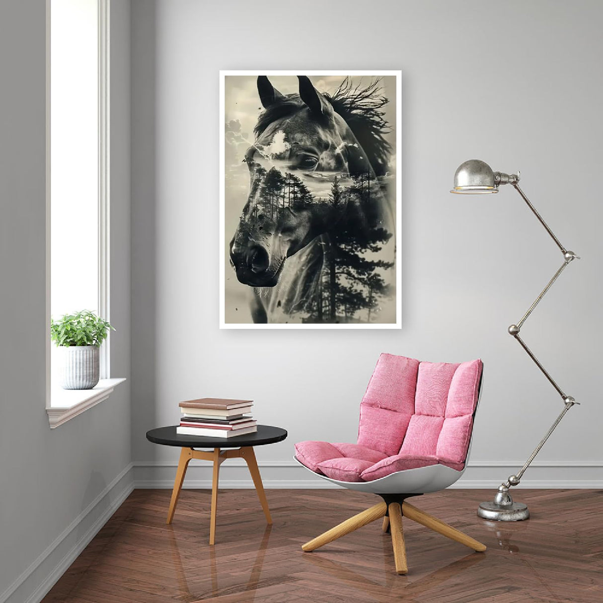 BOHADIY Horse Diamond Art Painting Kits for Adults, Full Drill Tree Diamond Dots Paintings for Beginners, Round 5D Paint with Diamonds Pictures Gem Art Painting Kits DIY Crafts16x12inch Animal Gray BOHADIY