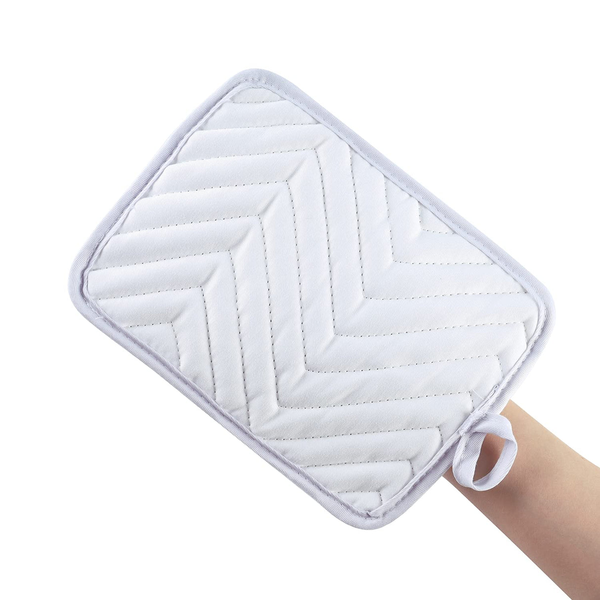 Anyi Pot Holders and Oven Mitts 7" X 9" Heat Resistant Pocket Pot Holder Set Feature of Non Slip Kitchen Hot Pad Oven Mitts, 3-Pack (White) Anyi