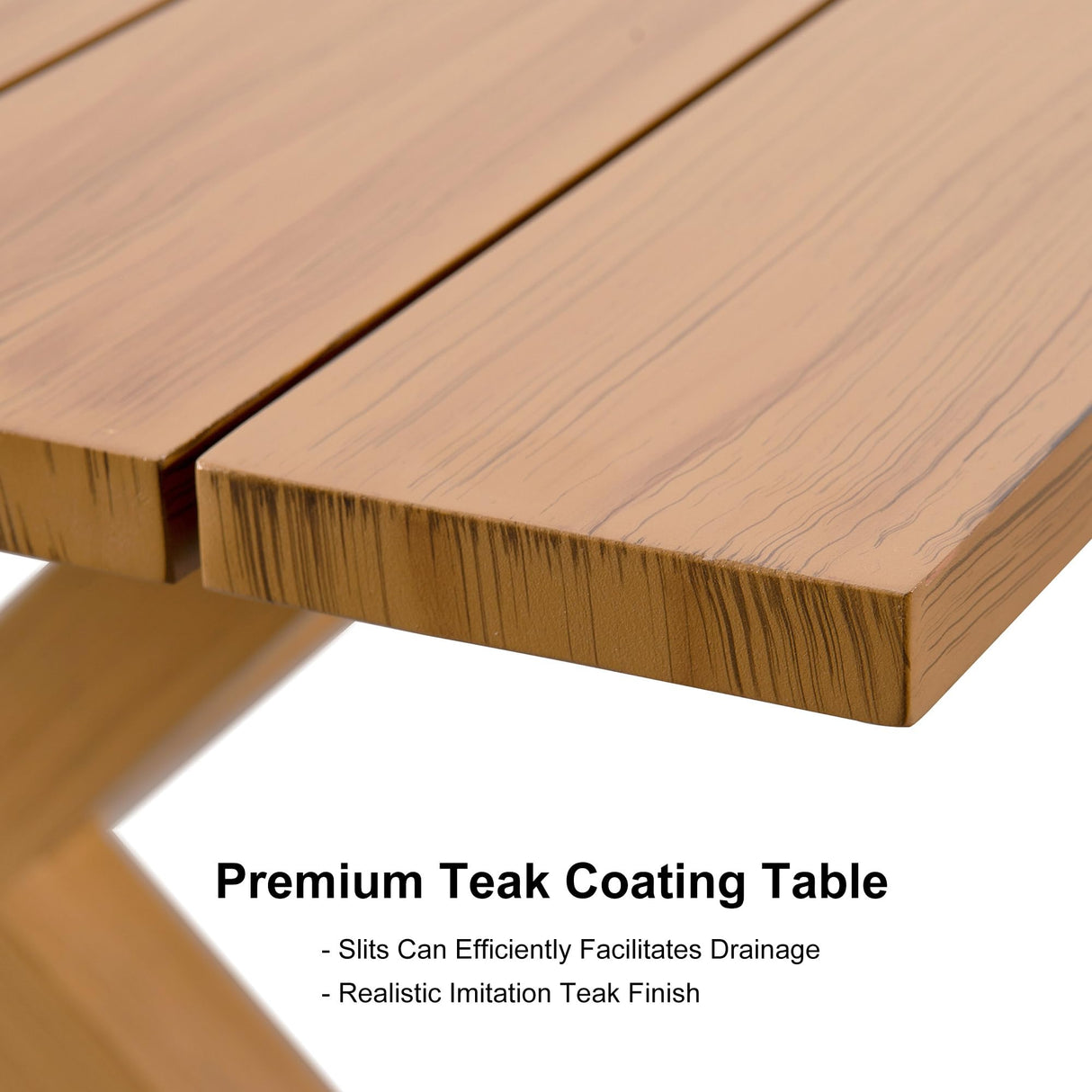 PURPLE LEAF 9 Pieces Patio Dining Set Wicker Outdoor Furniture Rectangular Table and Chairs Set for Garden Deck Teak-Finish Aluminum Frame Backyard Kitchen Set, Cushions and Pillows Included PURPLE LEAF