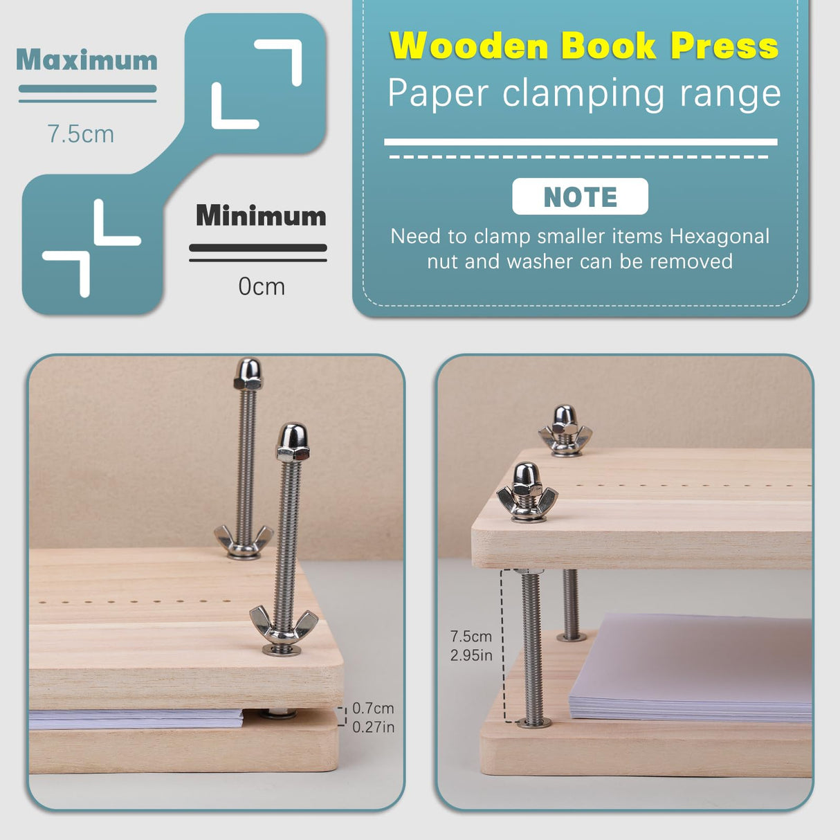 Uzecpk Book Binding Kits, Book Press Bookbinding, Book Binding Materials, Book Repair Kit with Book Cloth Bone Folder Awl Bookbinding Needles Wax Thread for Binding and Repair, 11.8 X 7.6 Inches UzecPk