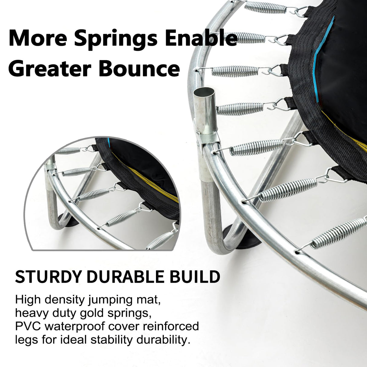 Trampoline for Kids, 5FT Adjustable for Toddler, Indoor/Outdoor Baby Trampoline with Enclosure Net, No-Gap Safe Design, Gifts for Boys & Girls (Yellow&Blue) PY SUPER MODE