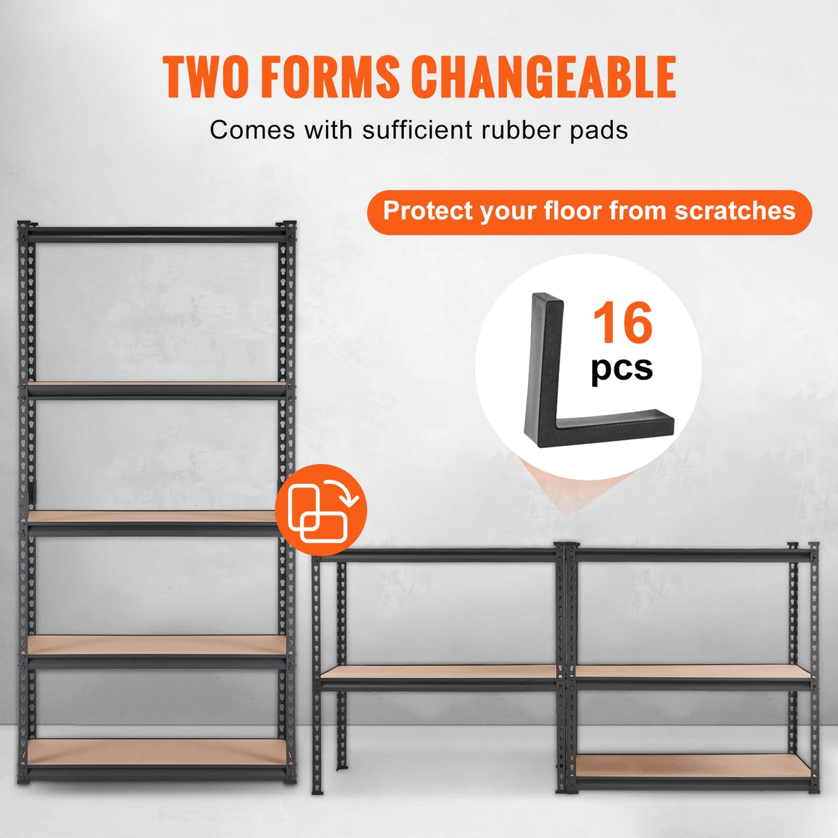 VEVOR Storage Shelving Unit, 5-Tier Adjustable, 2000 lbs Capacity, Heavy Duty Garage Shelves Metal Organizer Utility Rack, 2 Pack, 36" L x 18" W x 72" H VEVOR