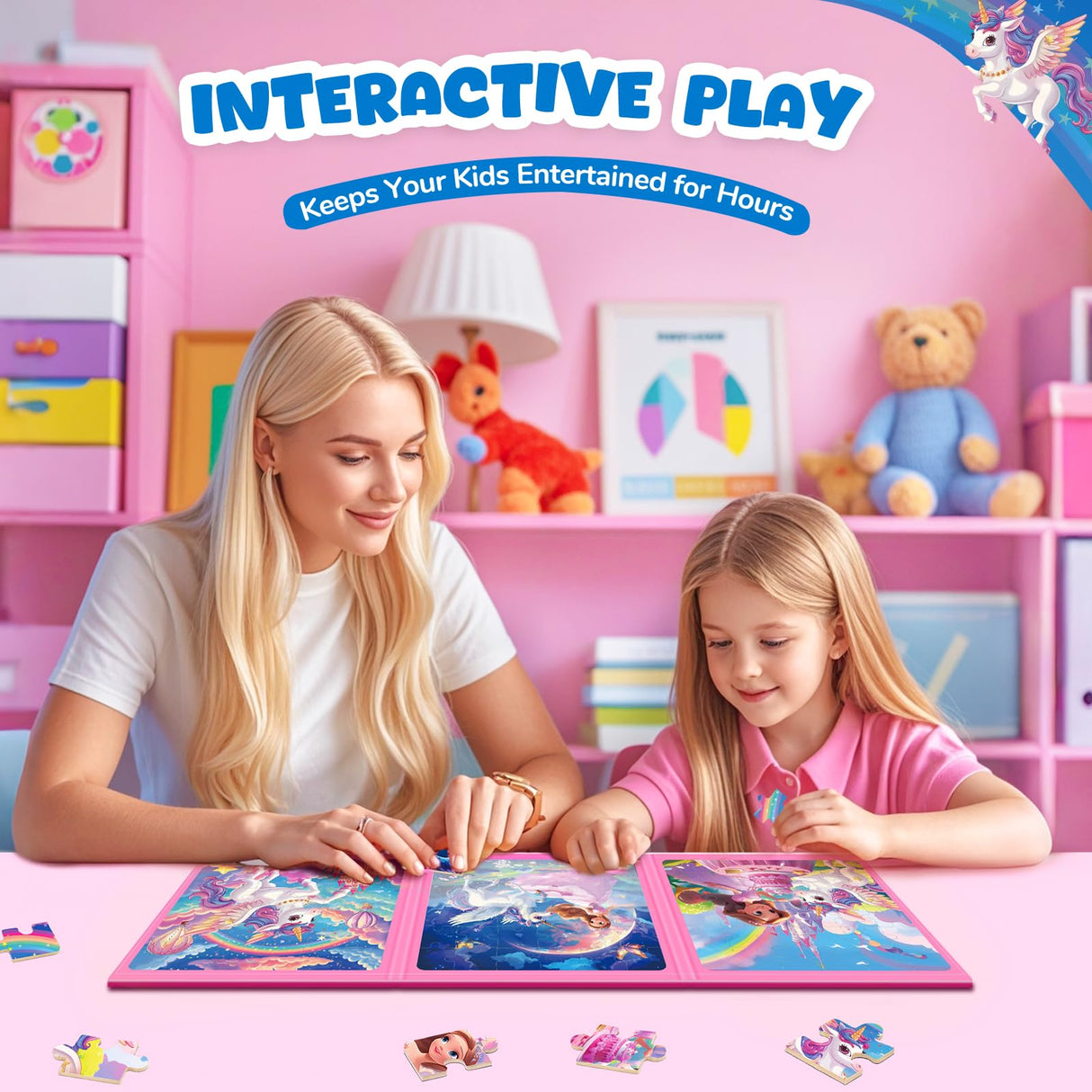 Magnetic Jigsaw Puzzles for Toddlers Kids 3-8 Girls,(3 36-Pieces) Travel Puzzles Toys for Kids Ages 4-6,Take-Along Car Airplane Road Trip Activities Game for 3 4 5 6 7 8 Year Old Birthday Gift homicozy