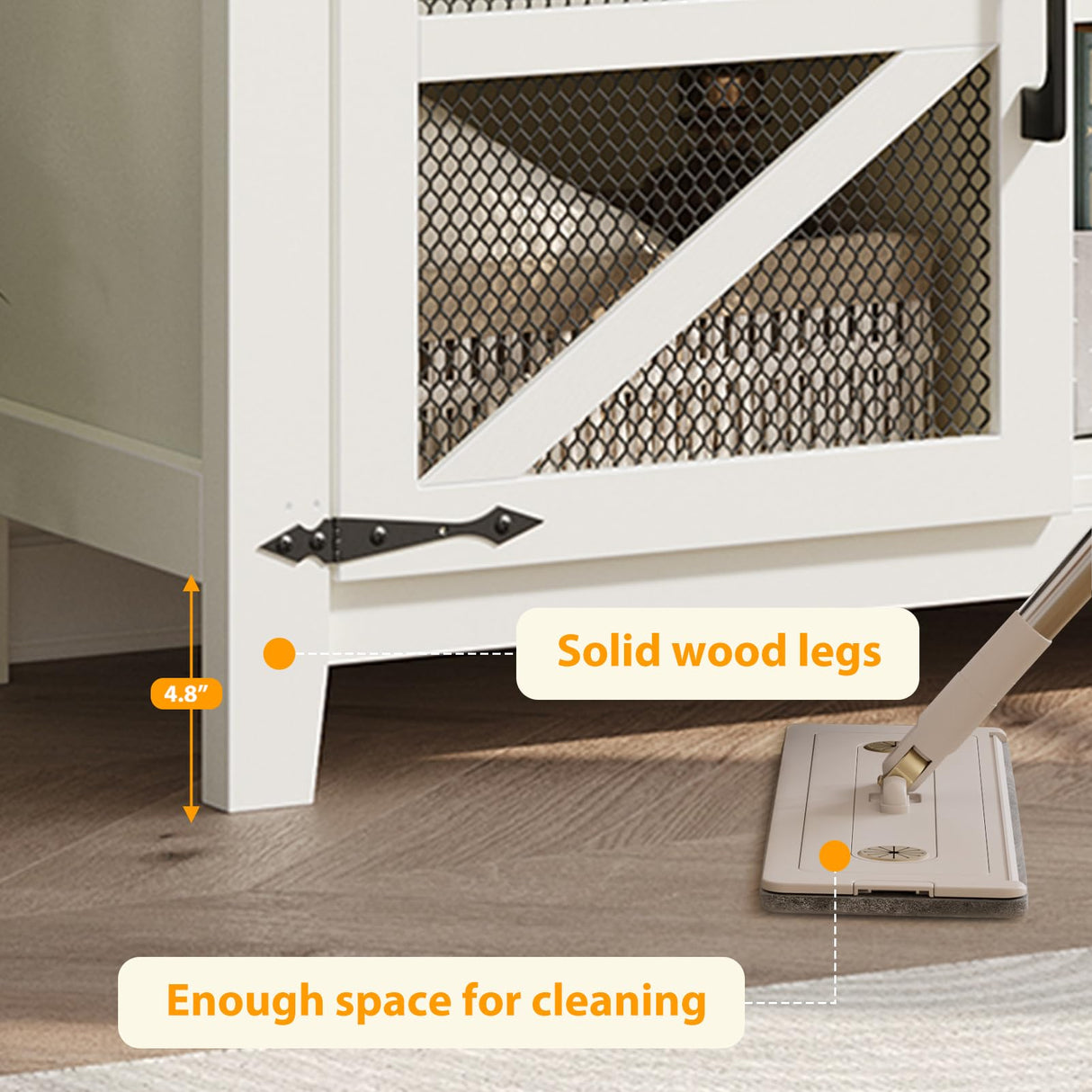 Algglobuy Modern Farmhouse Tv Stand for TVs up to 70 Inch, 58 Inch Entertainment Center with Iron Mesh Door & 2 Adjustable Shelves, Media TV Console Table for Living Room, White (White, 58 Inch) Algglobuy