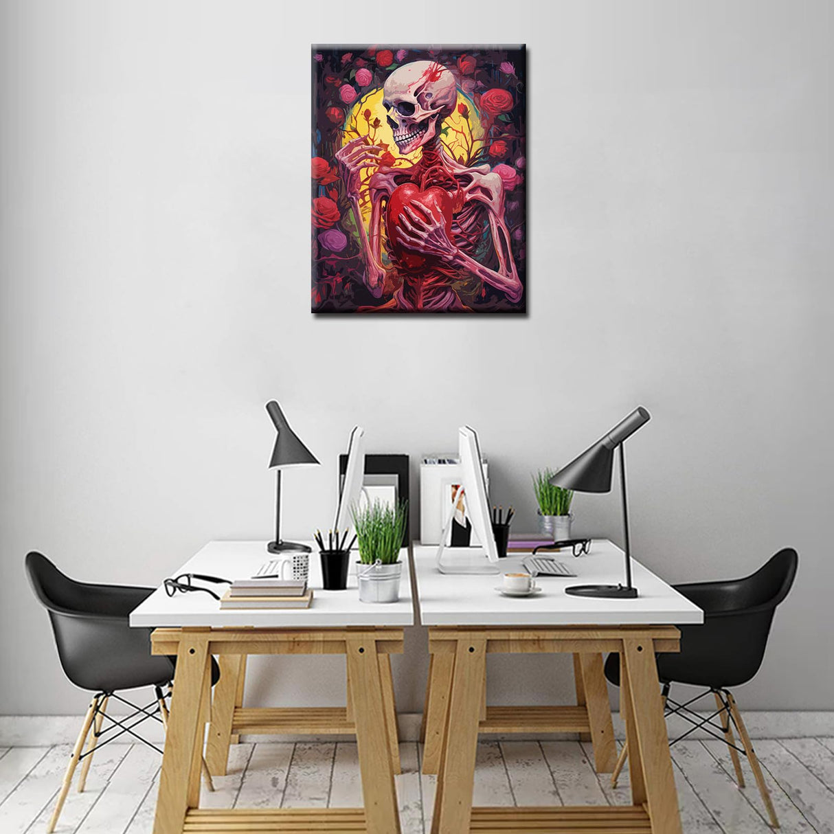 Tucocoo Heart Skull Paint by Numbers for Adults Trippy Flower DIY Plant Paint by Number for Adults Beginner Flower Anatomy Painting Picture for Home Wall Decoration 16x20inch Unframed Tucocoo