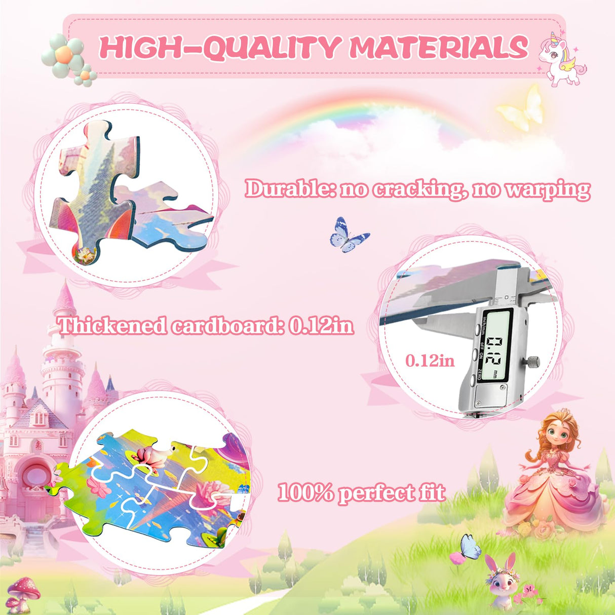 DIGOBAY Floor Puzzles for Kids Ages 4-6, 70 Pieces Large Round Unicorn Princess Floor Puzzle Unicorn Jigsaw Puzzle Toy for 3 4 5 6 Toddler Girls - Educational Christmas, Birthday Gift DIGOBAY