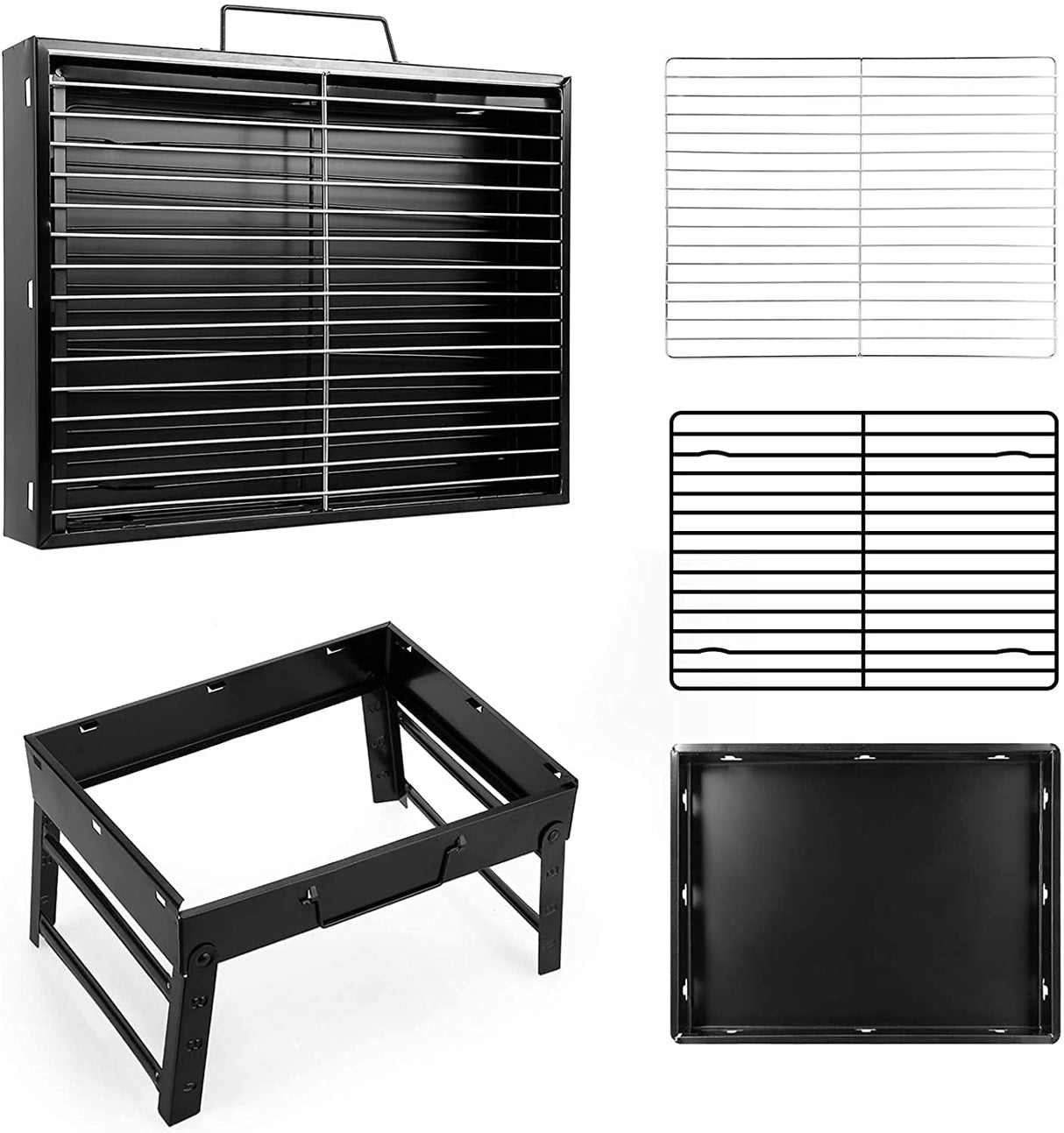 Folding Portable Barbecue Charcoal Grill, Barbecue Desk Tabletop Outdoor Stainless Steel Smoker BBQ for Outdoor Cooking Camping Picnics Beach (M1) AGM