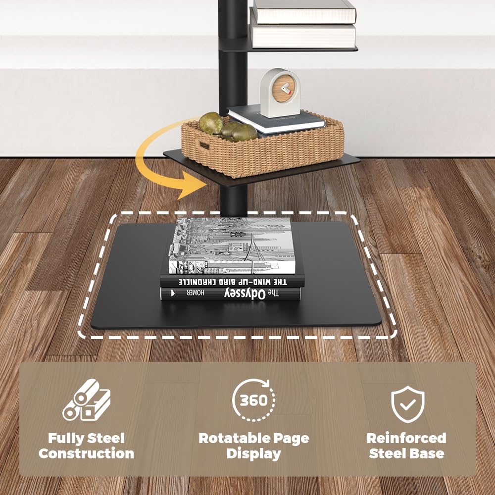 Nidouillet 9-Tier Metal Spine Bookshelf, Adjustable Vertical Tower for Books, Tall & Narrow Ladder Bookcase, Space-Saving Multipurpose Corner Storage Shelf, Display Stand, Tool-Free Assembly, Black Nidouillet