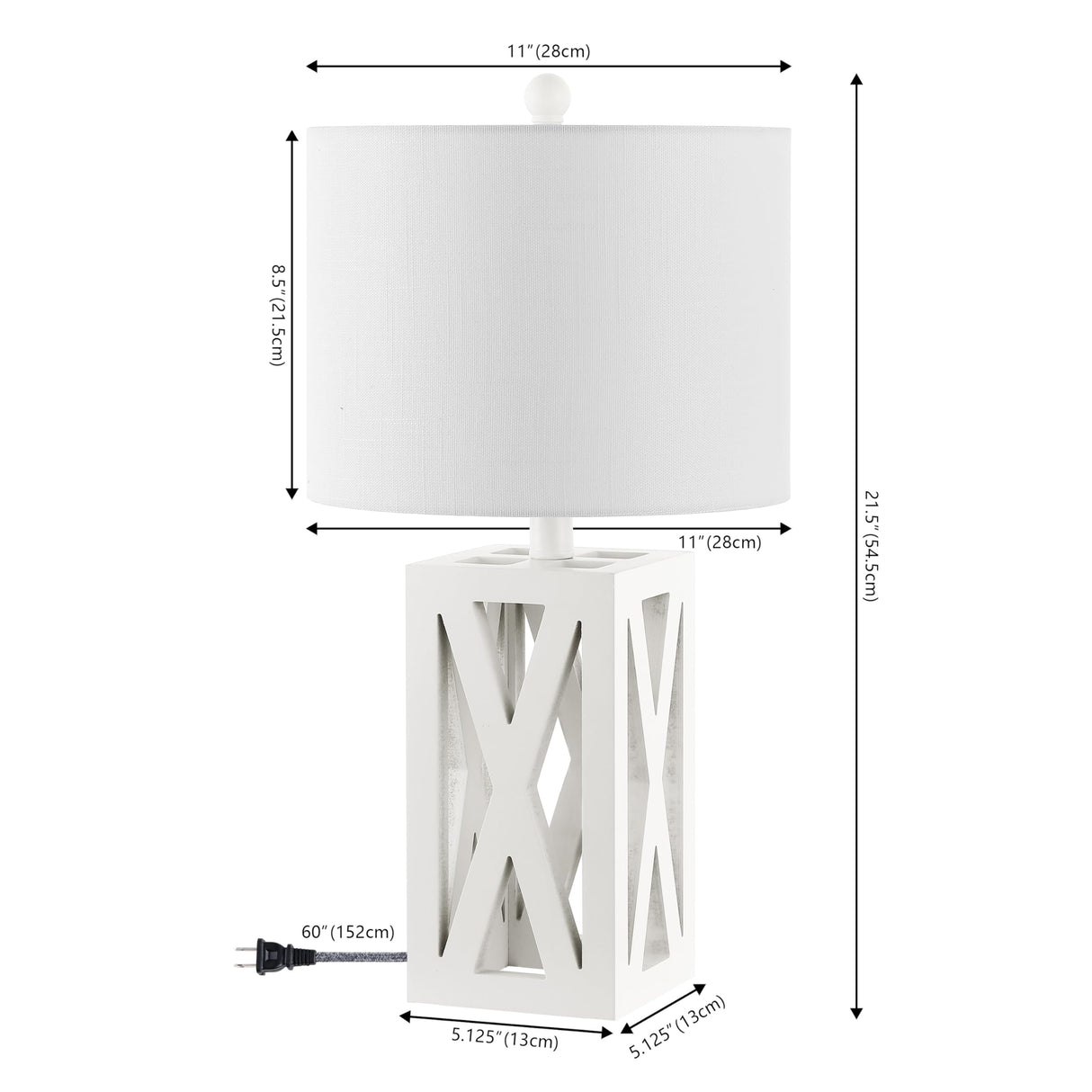 JONATHAN Y JYL1062B-SET2 Stewart 21.5" Wood LED Table Lamp Farmhouse, French Country, Rustic, Bohemian, Bedroom, Living Room, Office, College, Bookcase, White (Set of 2) JONATHAN Y