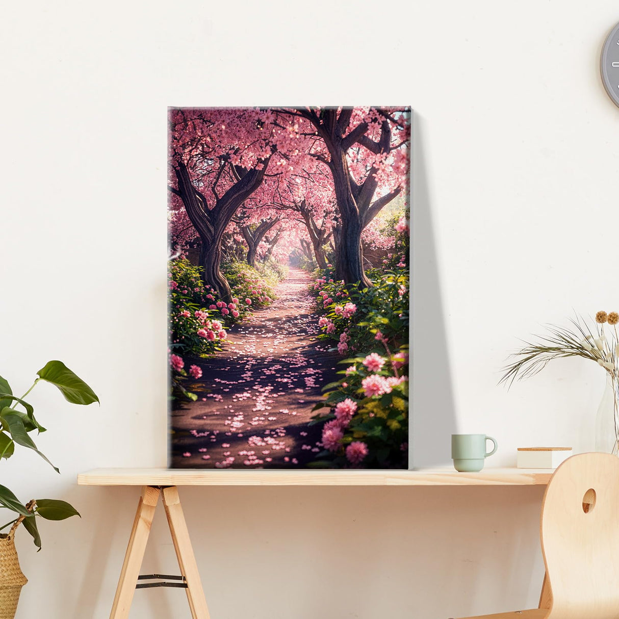 JOOZ Paint by Numbers Kit for Adults Landscape Paint by Number with Frame DIY Cherry Blossom Paint by Number with Easel Flowers Paint by Numbers Kit on Canvas for Gift Home Wall Decor 7.87x11.81 Inch JOOZ