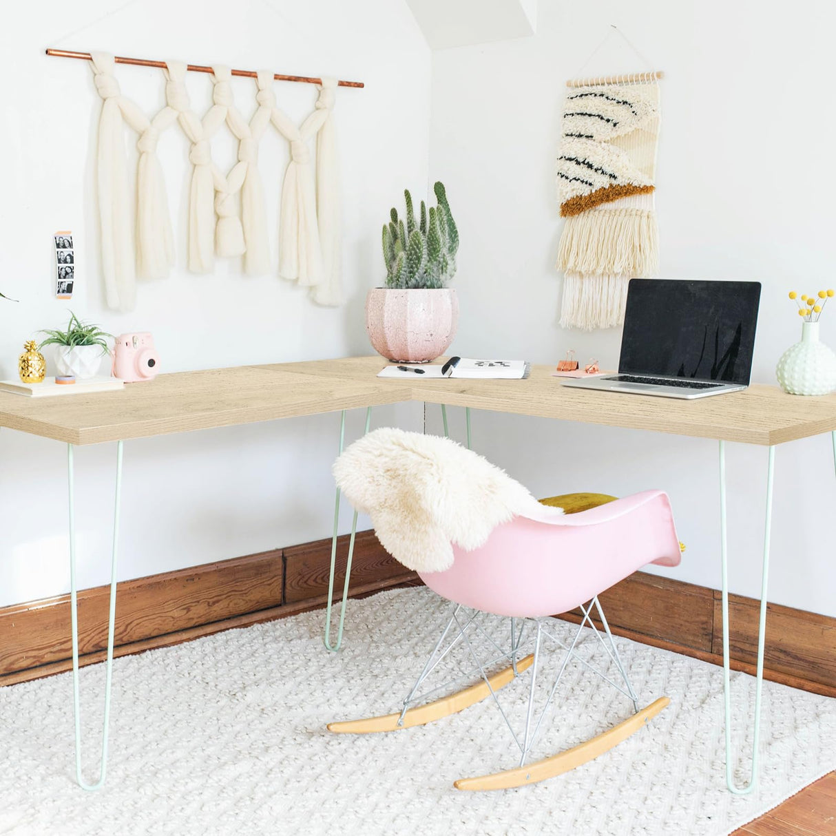 Kaboon Universal Tabletop 45"x20", Solid One-Piece Melamine Table Top, Double Desk L-Desk Floating Desk DIY, Home and Office, Oak Kaboon