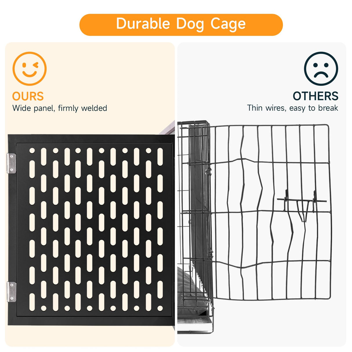 ONBRILL Dog Crate Furniture with Cushion, Wood Dog Kennel with Flexible Wheels and Multi-Purpose Dog Cage for Small/Medium Dogs, 38" Dog Kennel, Rustic Brown ONBRILL