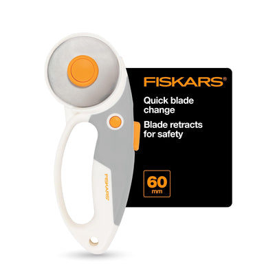 Fiskars 60mm Titanium Blade Loop Rotary Cutter, Softgrip For Fabric, Felt, Vinyl and Crafts