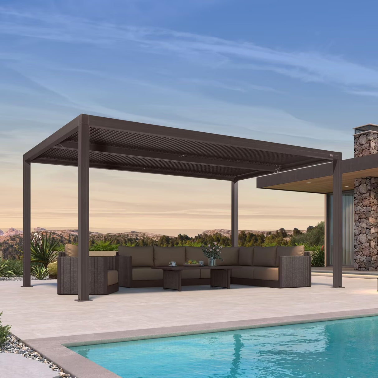 PURPLE LEAF Louvered Pergola 10' × 16' Outdoor Hardtop Gazebo Sun Shade with Adjustable Canopy Patio Aluminum Retractable Roof for Outside Deck Backyard Pavilion PURPLE LEAF