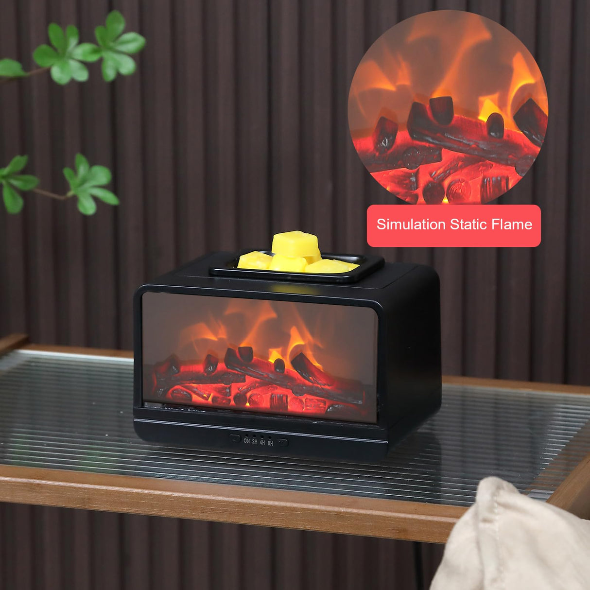 MeplLivs Static Flame Fireplace Electric Wax Melt Warmer PTC Heating Plate Monochromatic Wax Burner Fragrance Wax Warmer for Home Office Gifts & Decor£¨Black£© MeplLivs