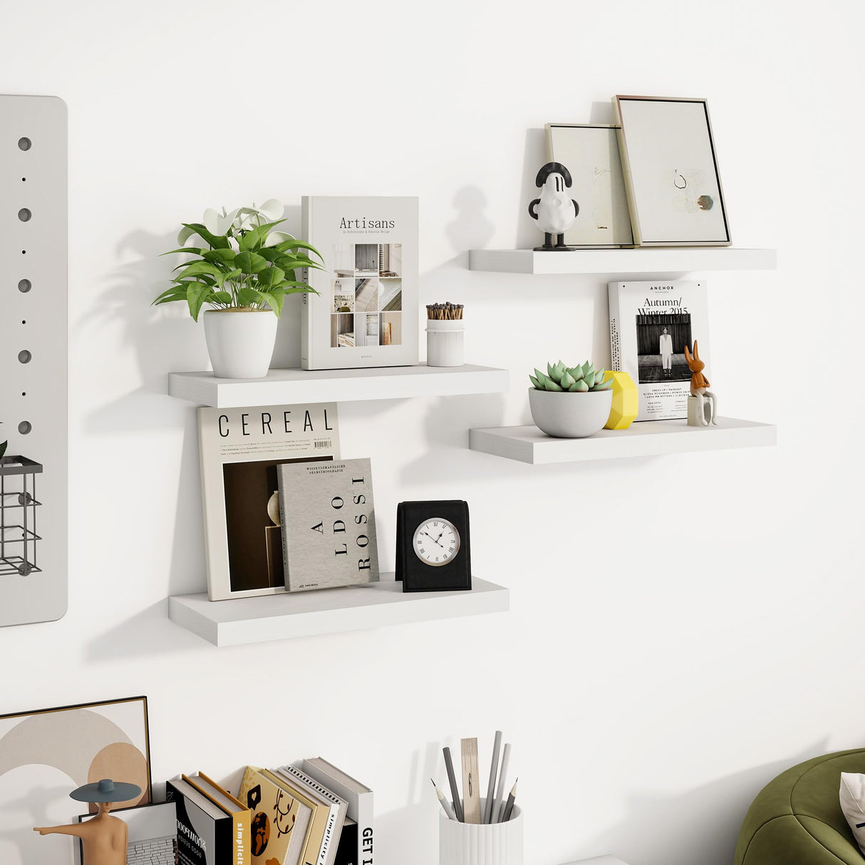 Venusmiles Floating Shelves for Wall, Wall Mounted Shelves with Invisible Brackets, 3 Small Wood Floating Wall Shelf Shelves for Living Room, Bedroom, Kitchen, Bathroom (White, 15" W x 6" D x 1" H) Venusmiles