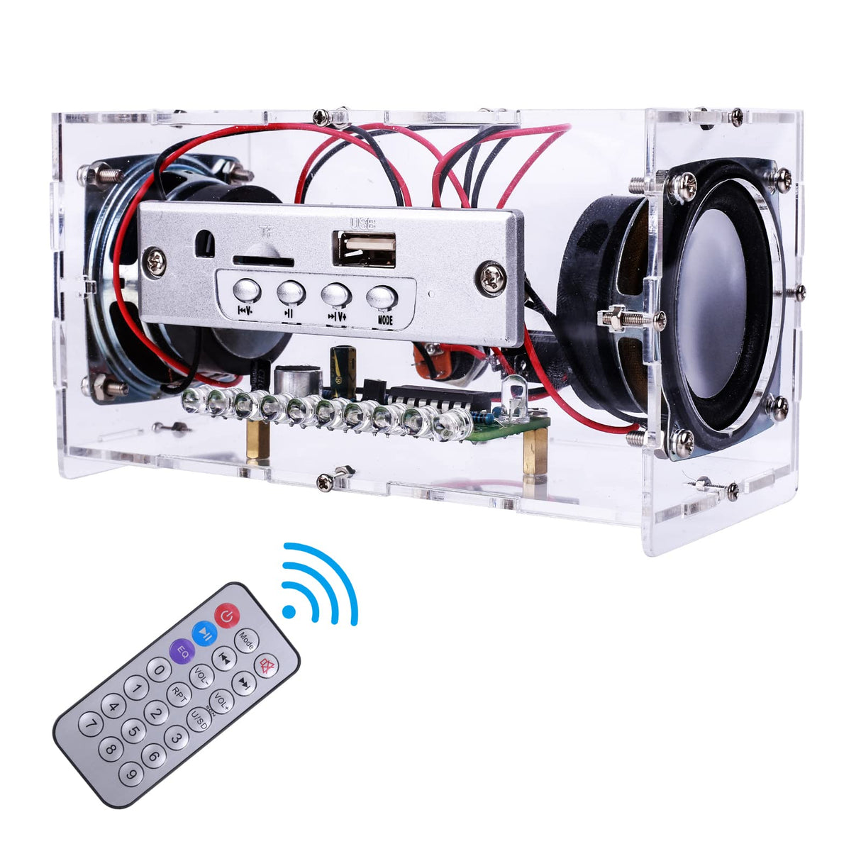 MiOYOOW DIY Bluetooth-Compatible Speaker Kit, Mini Stereo Sound Amplifier Soldering Projects with LED Flashing Light, Electronic Soldering Practice Kit for School STEM Education and Home Office Use MiOYOOW