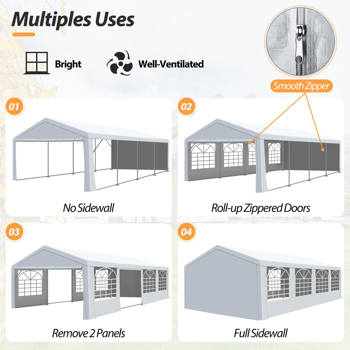 20' x 30' Heavy Duty Party Tent, Outdoor Large Wedding Tent with Removable Sidewalls, Event Canopy Shelter for Birthday Party, Outdoor Event Raysfung