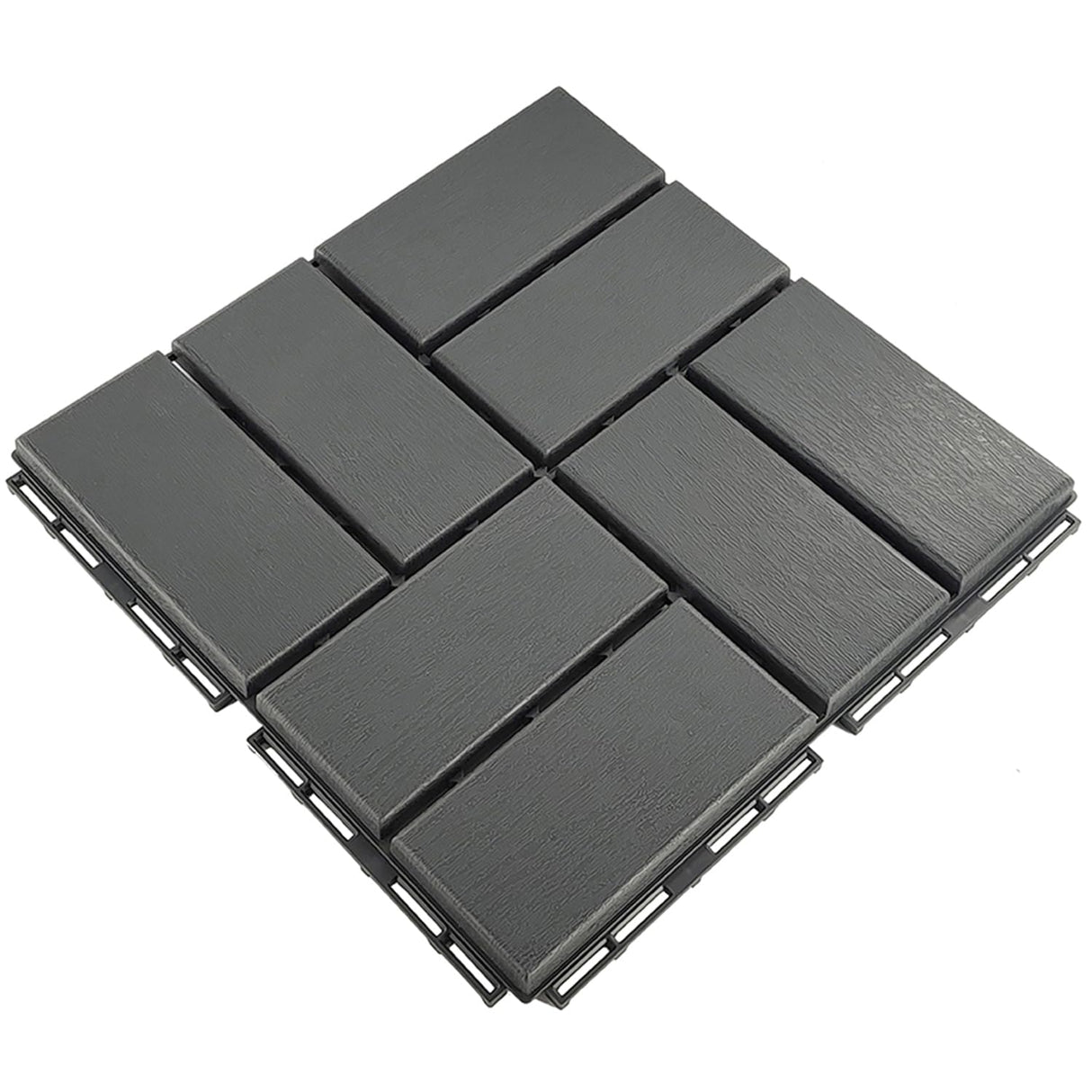 Waterproof Plastic Interlocking Deck Tiles, 9-Pack, 12"x12" | All-Weather Outdoor Flooring for Porch, Poolside, Balcony, Backyard (12''*12'', B-DarkGrey, 9) YWSHUF