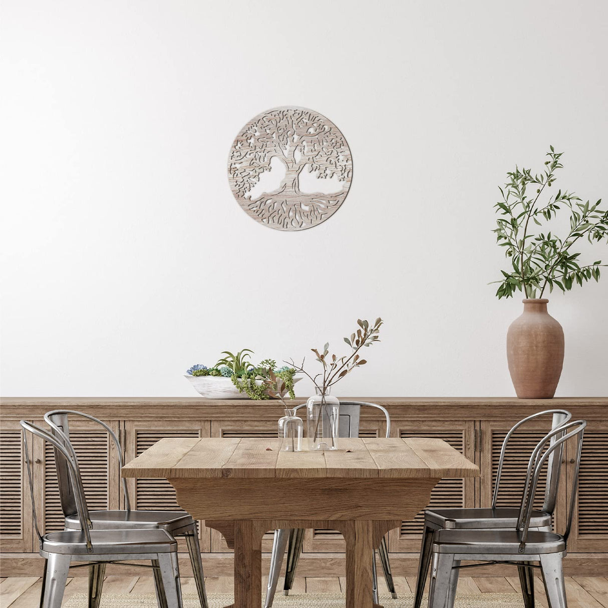 Tree of Life Wooden Wall Art Decor Wooden Wall Sculpture 11.8 Inch Tree of Life Wood Hollowed Out Hanging Sign for Farmhouse Home Hanging Decoration Supplies(White) Yalikop