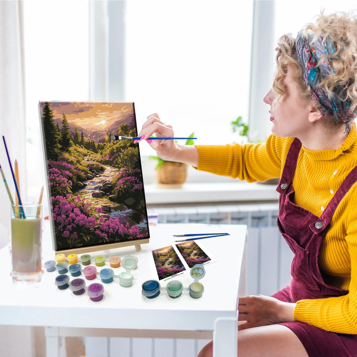 JOOZ Landscape Paint by Number for Adults Beginner with Frame Paint by Number Kits Sunsets on Canvas with Easel DIY Digital Oil Painting for Home Wall Decor Gifts 7.87x11.81 Inch JOOZ