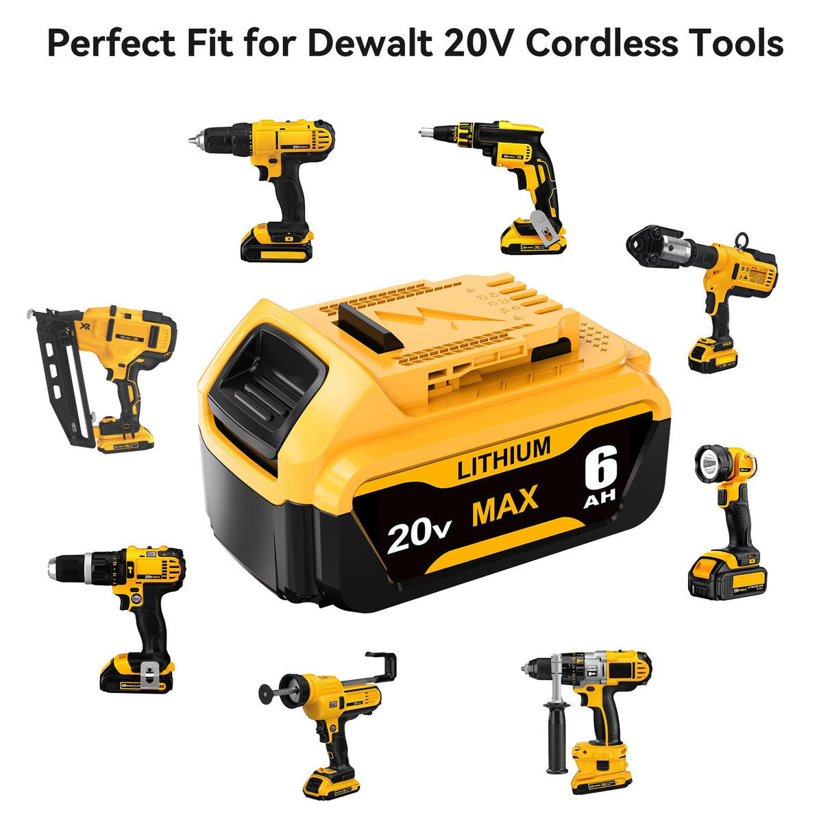 Wryfzxd Replacement for Dewalt 20V MAX Battery 6.0Ah Compatible with Dewalt 20V Battery Lithium Replacement for Dewalt 20 Volt Battery DCB205 DCB204 DCB207 Compatible with Dewalt Battery 20V 4Packs Wryfzxd
