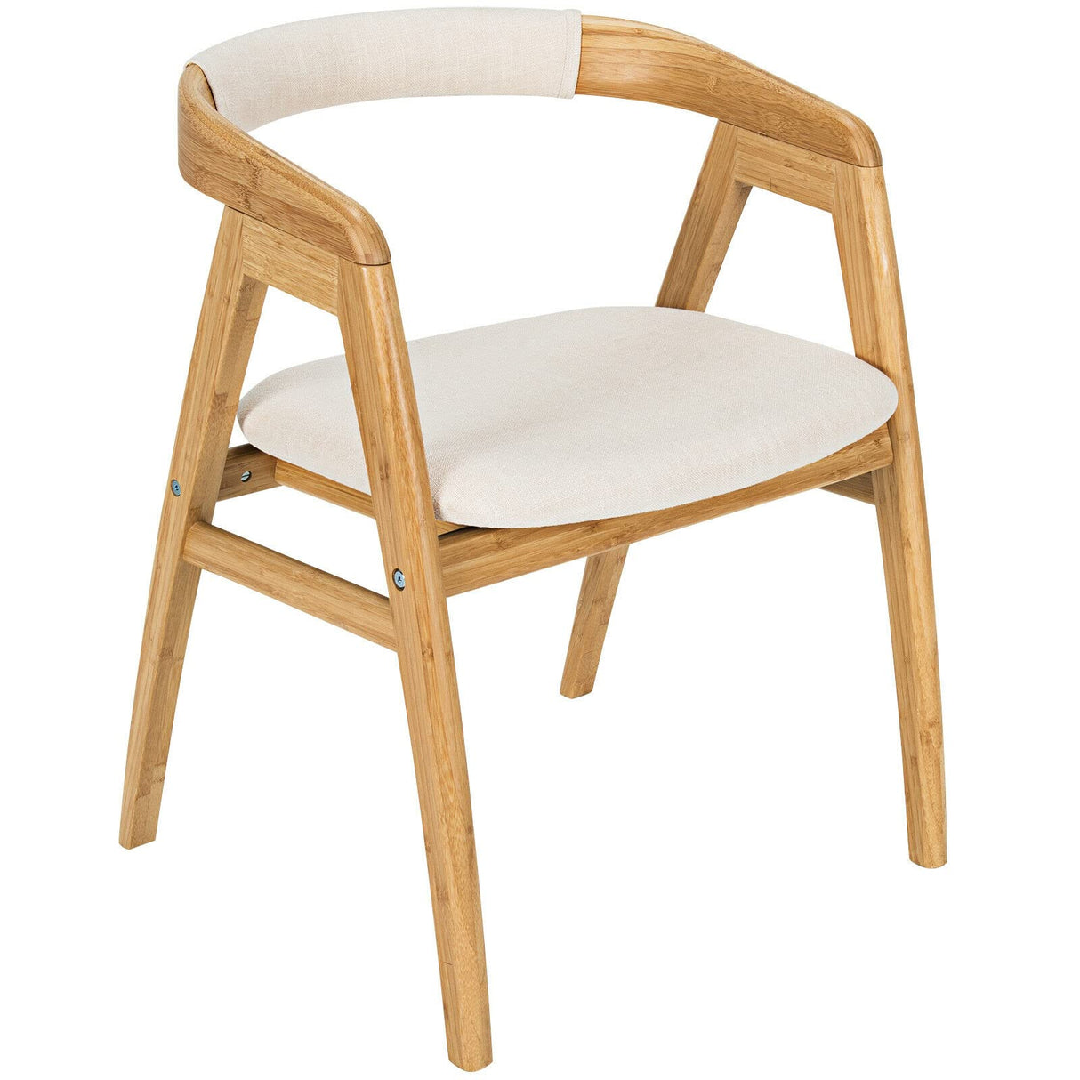 Giantex Accent Chair for Living Room, 100% Bamboo Painted Surface Upholstered Comfy Reading Chair with Anti-Slip Foot Pads, Curved Backrest, Arm Lounge Chair for Bedroom, Waiting Room, Office, Natural Giantex