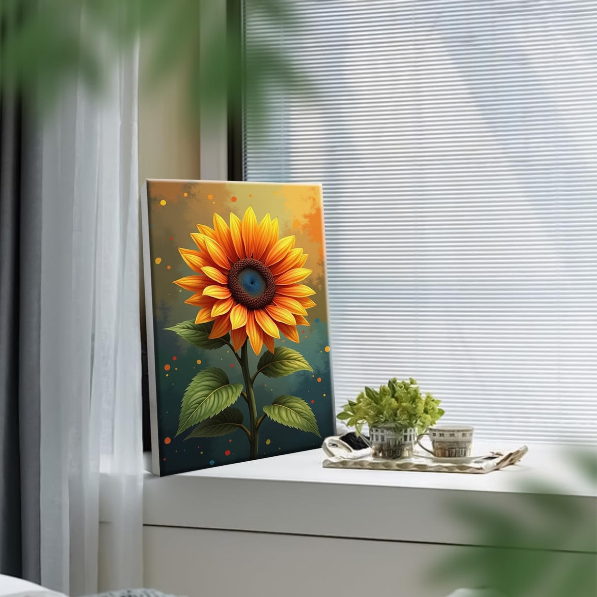 YOYA Framed Paint by Numbers Kit for Adults - Sunflower Adult Paint by Number Kits on Canvas with Easel, DIY Sunflower Paint by Number Framed Canvas for Home Wall Decor 8x12 Inch YOYA