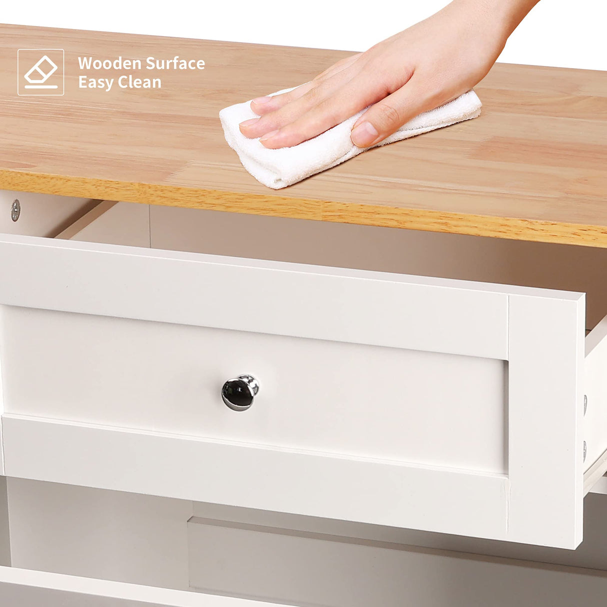 Betterhood Double Tilt Out Trash Cabinet Can Bin Kitchen 20 Gallon Wooden Free Standing Laundry Sorter,Recycling Cabinet with Hideaway Drawer, (White) Betterhood