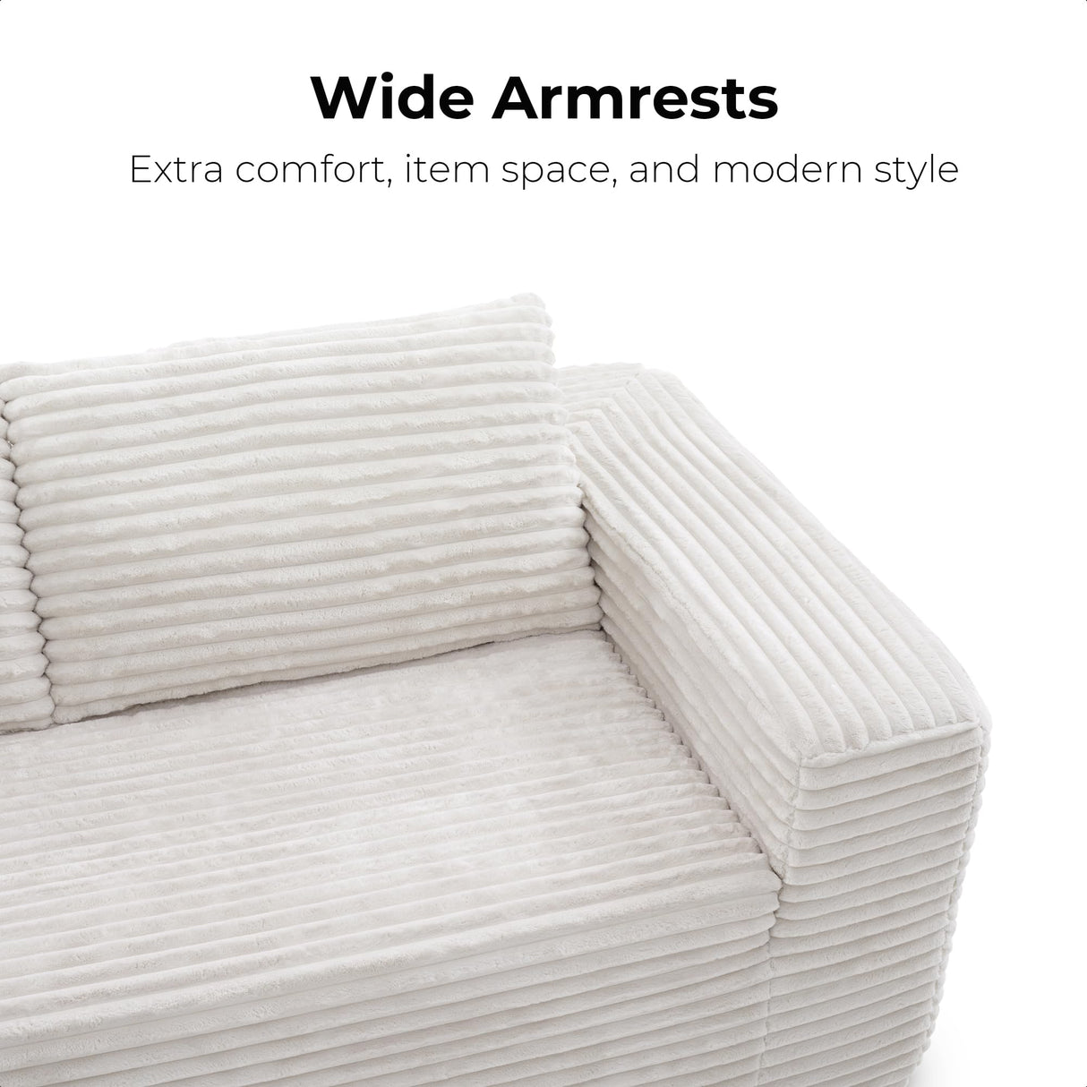 LIKIMIO 71" Loveseat Sofa in a Box - Plush Corduroy Deep Seat Couch, No Assembly Required, Space-Saving Design for Compact Living Room, Apartment, Home Office, Beige LIKIMIO