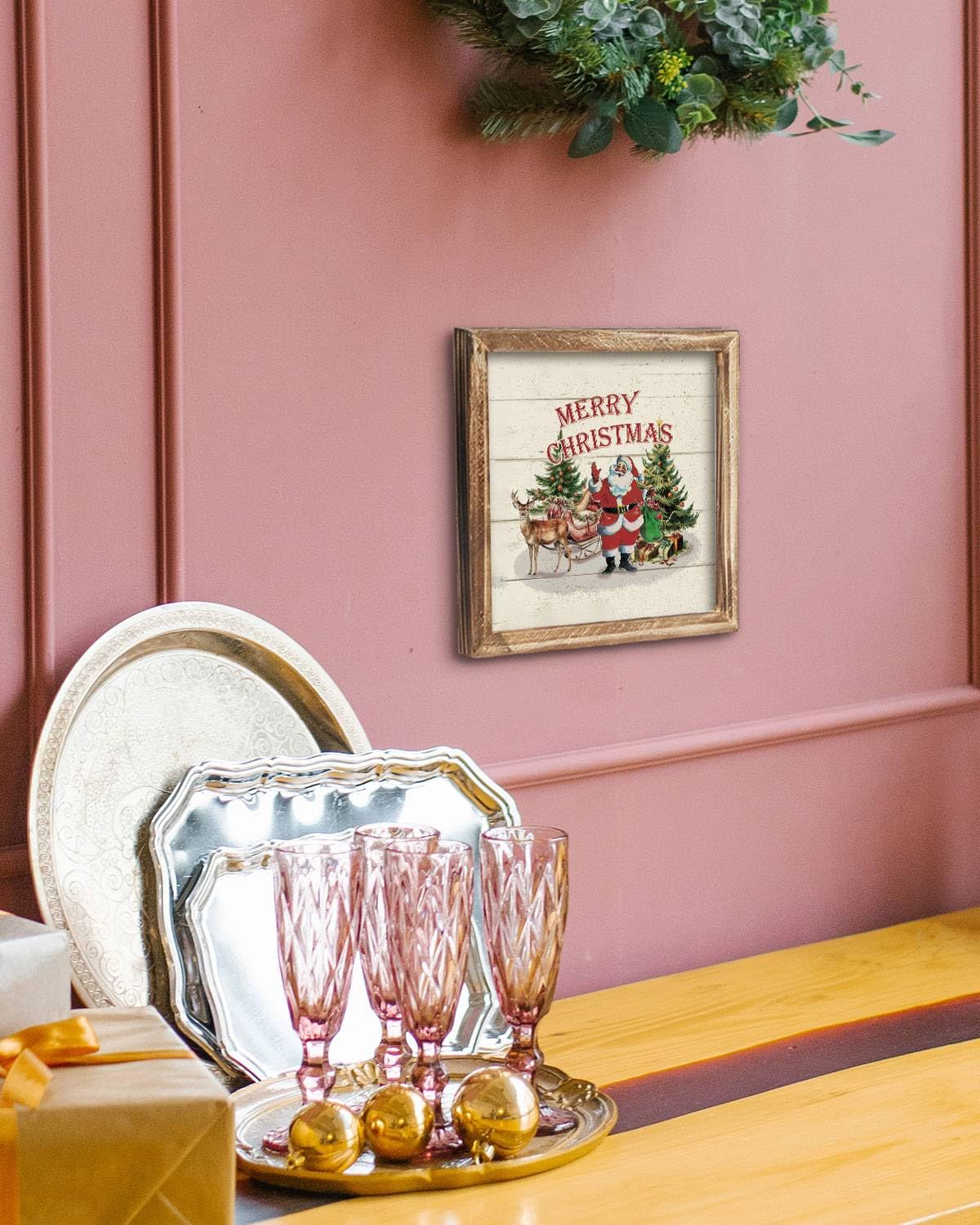 Putuo Decor Interchangeable Season Framed Wall Art Set, Seasonal Welcome Printed Signs, Rustic Holiday Home Table Decor Wall Hanging Signs for Living Room, Kitchen, Office, Farmhouse Putuo Decor