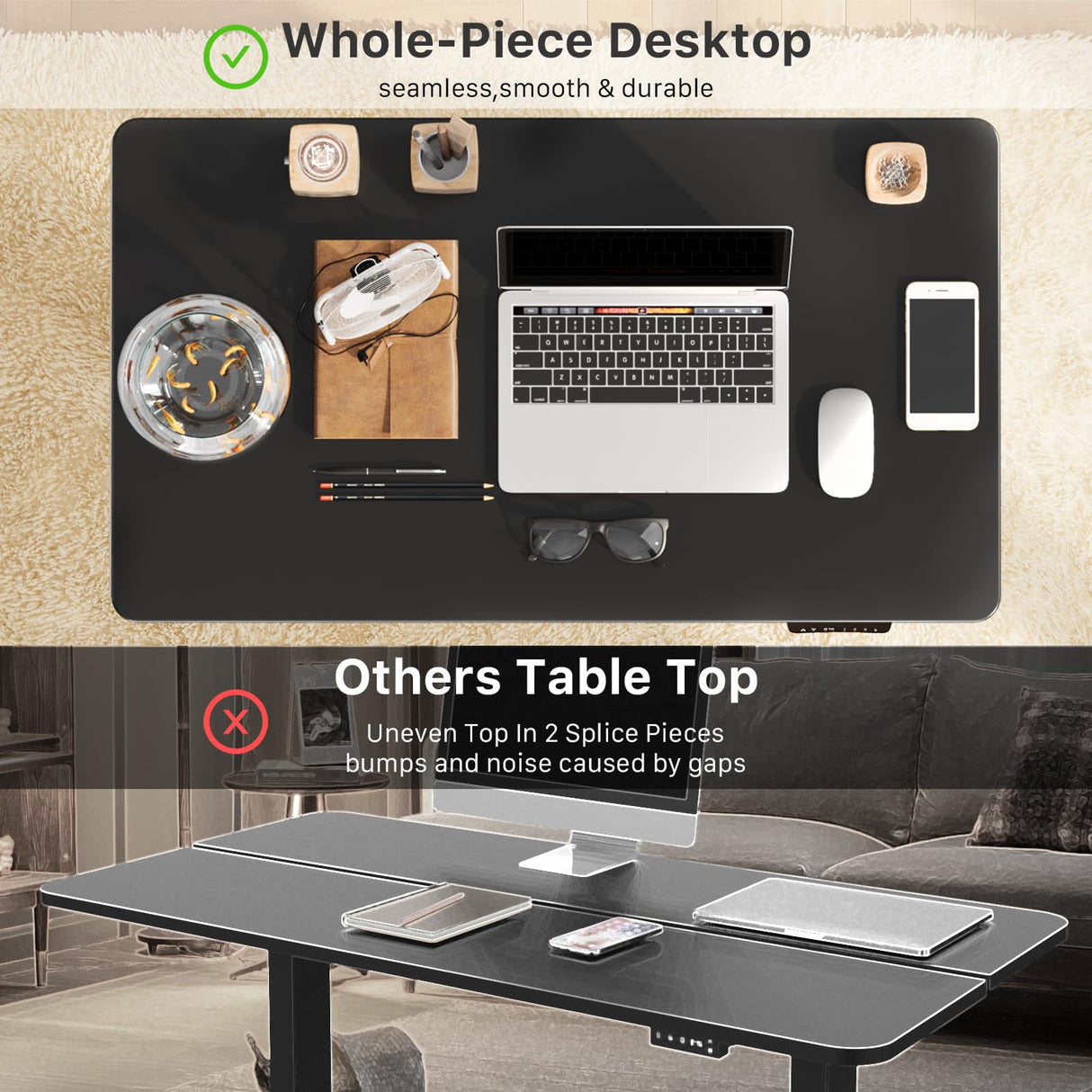 JOY worker Small Electric Standing Desk, 35" x 20" Whole Piece Height Adjustable Desk with Memory Controller, Black Sit to Stand Desk Workstation for Home Office JOY worker