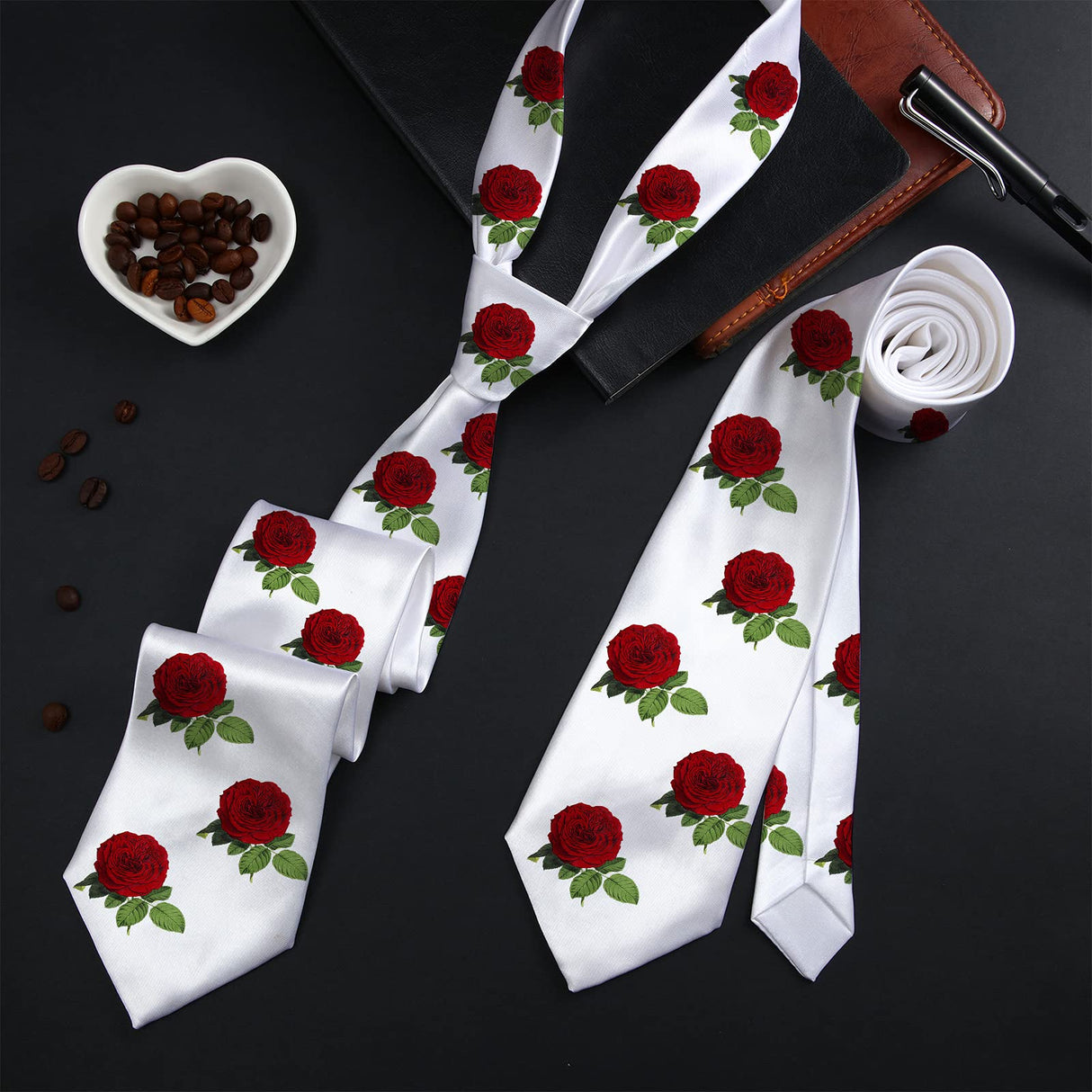 Geyoga 24 Pieces Sublimation Blank Tie for Men Solid DIY Dye White Polyester Neckties Sublimation for Weddings Party Geyoga