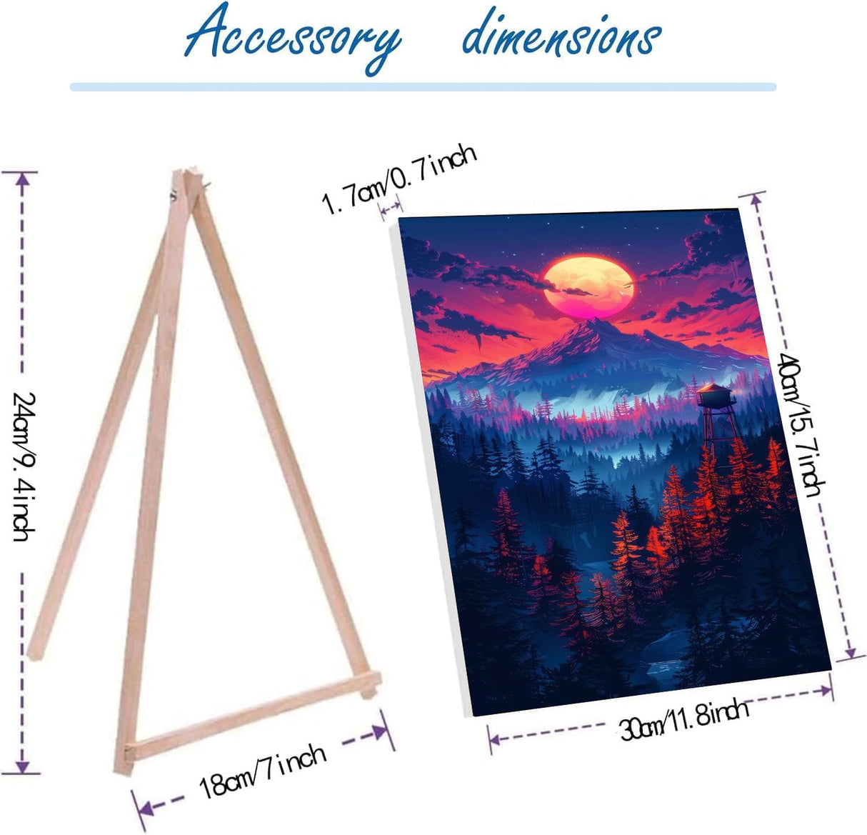 hyzsj Paint by Number for Adults Framed Canvas, DIY Moon Mountain Arts and Crafts for Adults Beginner with Wooden Easel, Paint Brushes, Acrylic Paint Set for Home Wall Decor(11.8x15.7inch hyzsj