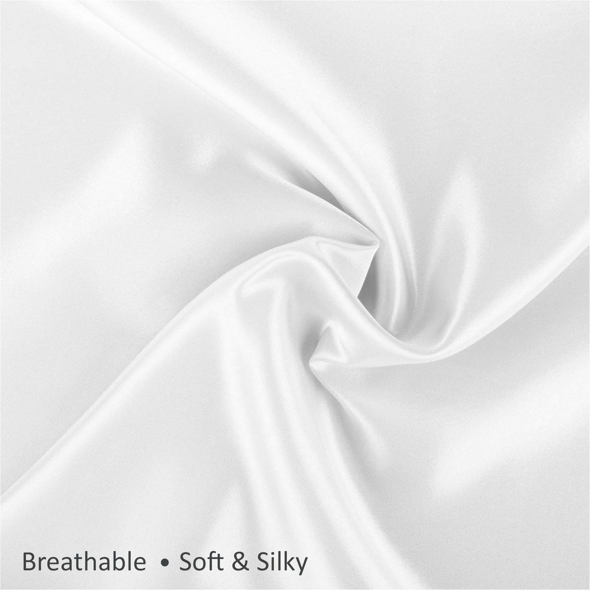 ShopBedding Satin Pillowcase for Hair and Skin Silk Pillowcases - 2 Pack, Satin Pillowcases with Zipper Closure, Satin Pillow Case Cover, Standard Satin Silk Pillowcase for Hair & Skin, White SHOPBEDDING
