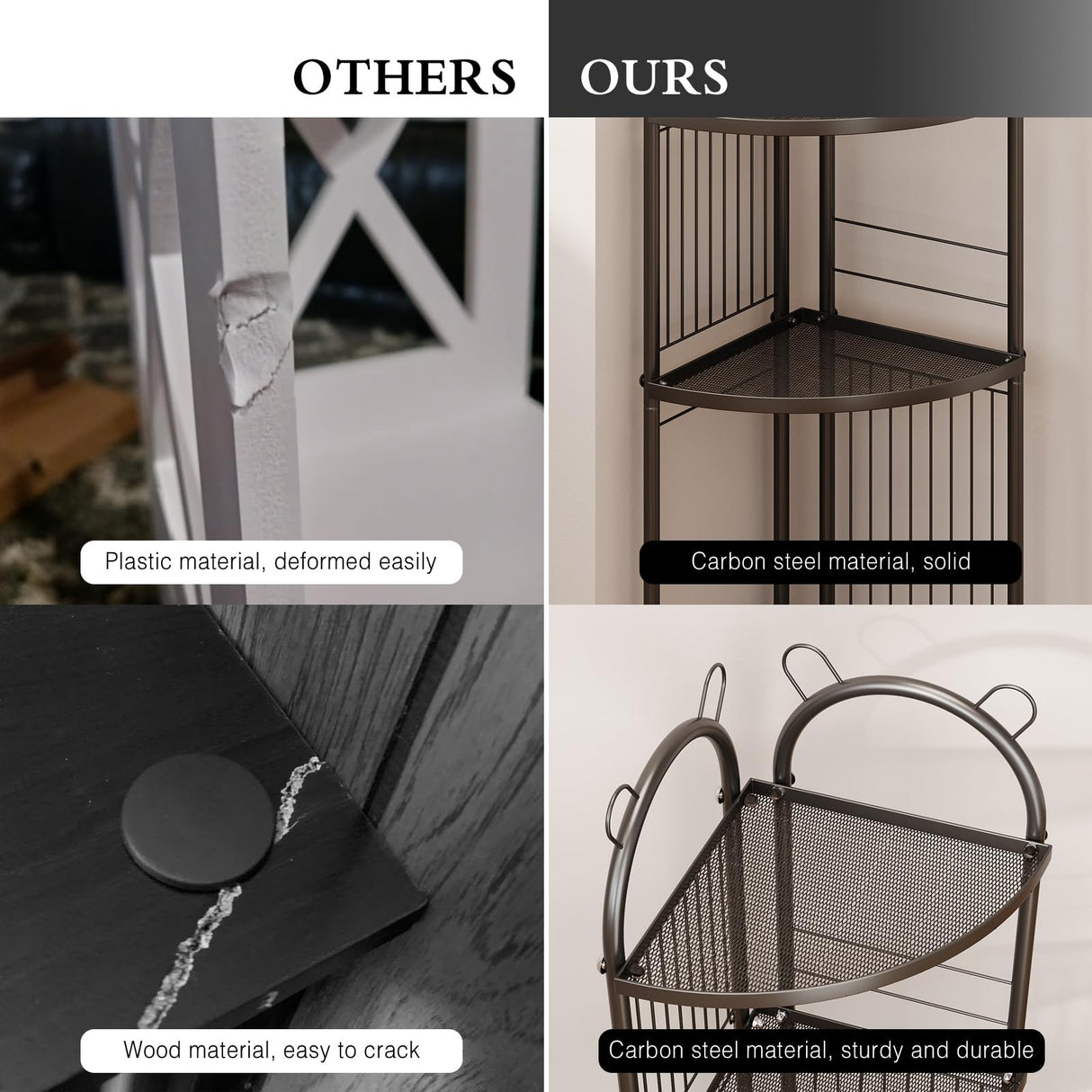 Corner Bathroom Shelf Metal Short Corner Stand Shelf Black Small Bathroom Storage Corner Shelf Unit for Toilet Shower Room 3 Tier CICUFY