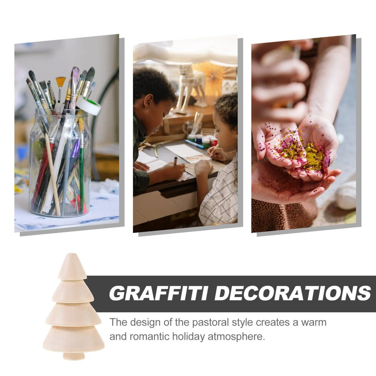 EXCEART Mini Wooden Christmas Tree, 10Pcs Unfinished Wood Miniature Trees for Christmas Crafts Peg People Nature Table Small World Play Holiday Xmas Party Favor Gifts EXCEART