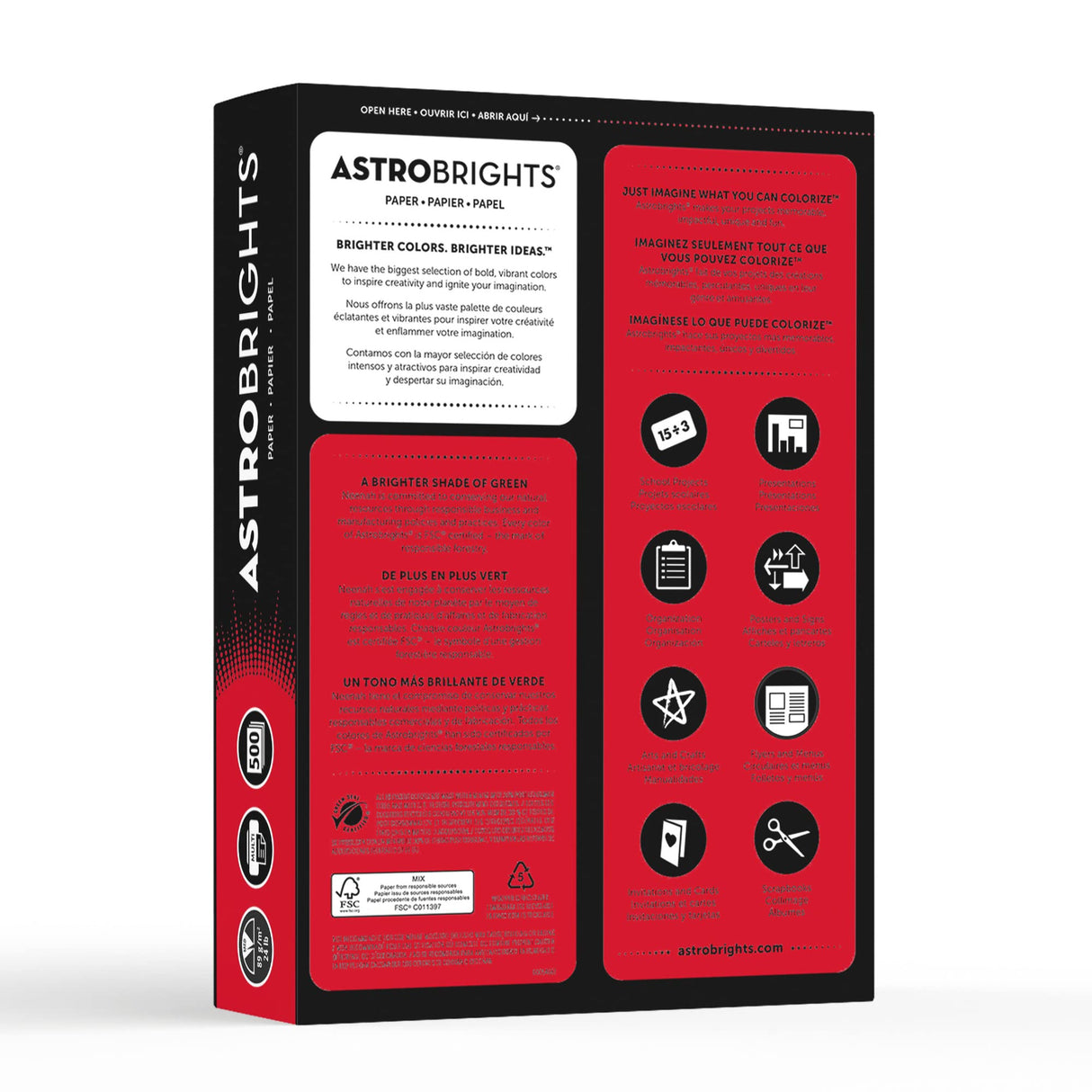 Astrobrights 491619 Astrobrights Multipurpose Paper 24 lbs 8.5-Inch x 11-Inch Re-Entry Red Neenah