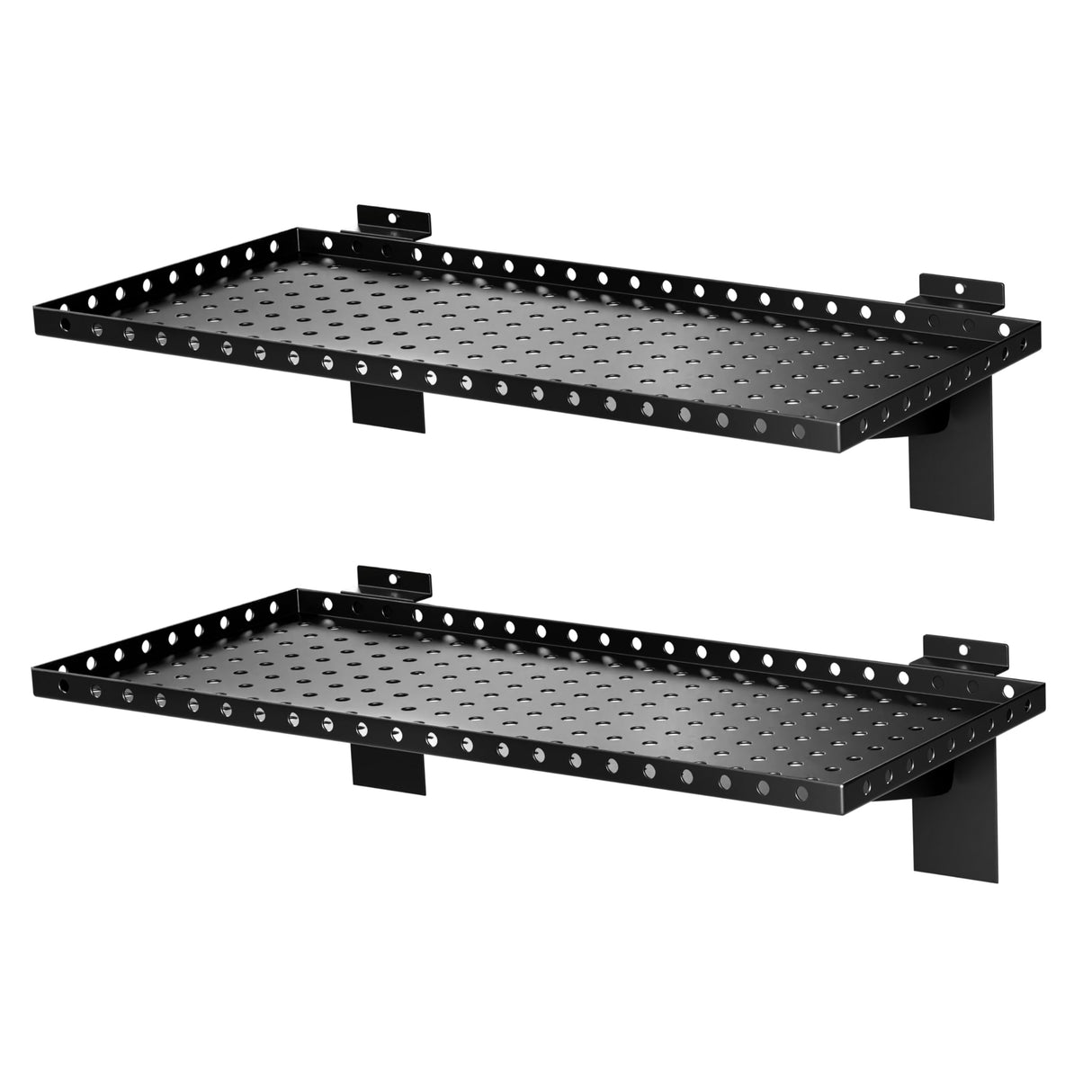 BOBIBAN 2 Pack Slatwall Shelves, Heavy Duty Metal Slat Wall Shelf for Retail, Garage, Home Storage, 80 lbs Load Capacity, Universal Slatwall Accessories(10 x 24 Inch-2) BOBIBAN