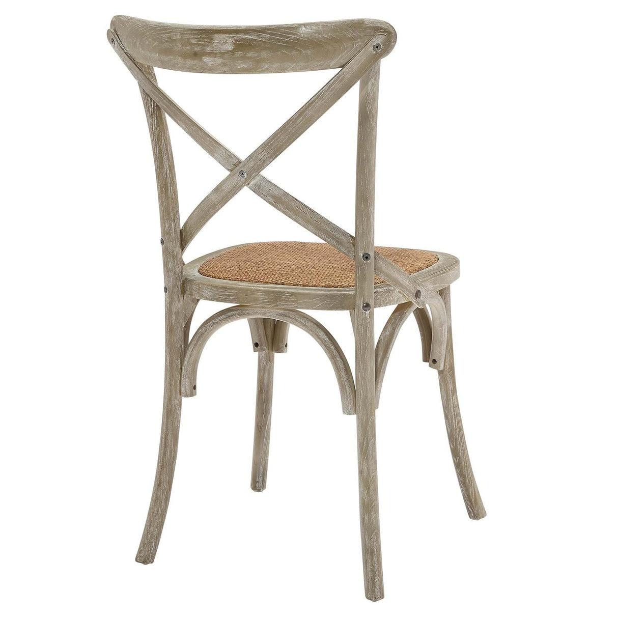 Modway Gear Rustic Modern Farmhouse Elm Wood Rattan Dining Chair in Gray Modway