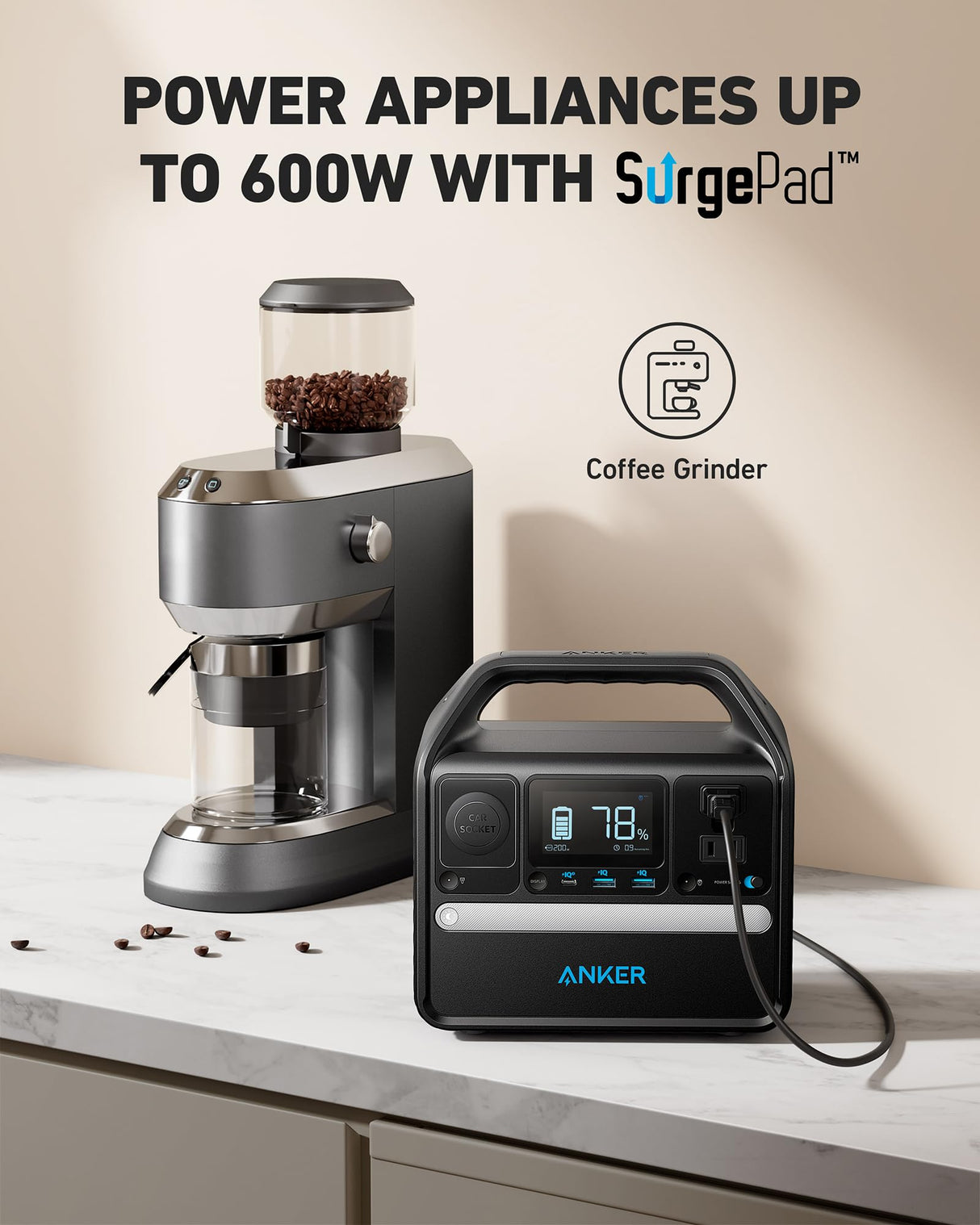 Anker 521 Portable Power Station Upgraded with LiFePO4 Battery, 256Wh 6-Port PowerHouse, 300W (Peak 600W) Solar Generator (Solar Panel Optional), 2 AC Outlets, 60W USB-C PD Output, Outdoor Generator Anker