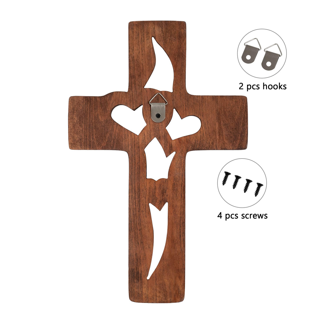 BGCOPPER Marriage Cross for Wall Love Wall Decor, Handmade Wooden Intertwined Heart Wall Cross for Wedding Valentine Christmas Gift - 10 Inch BGCOPPER